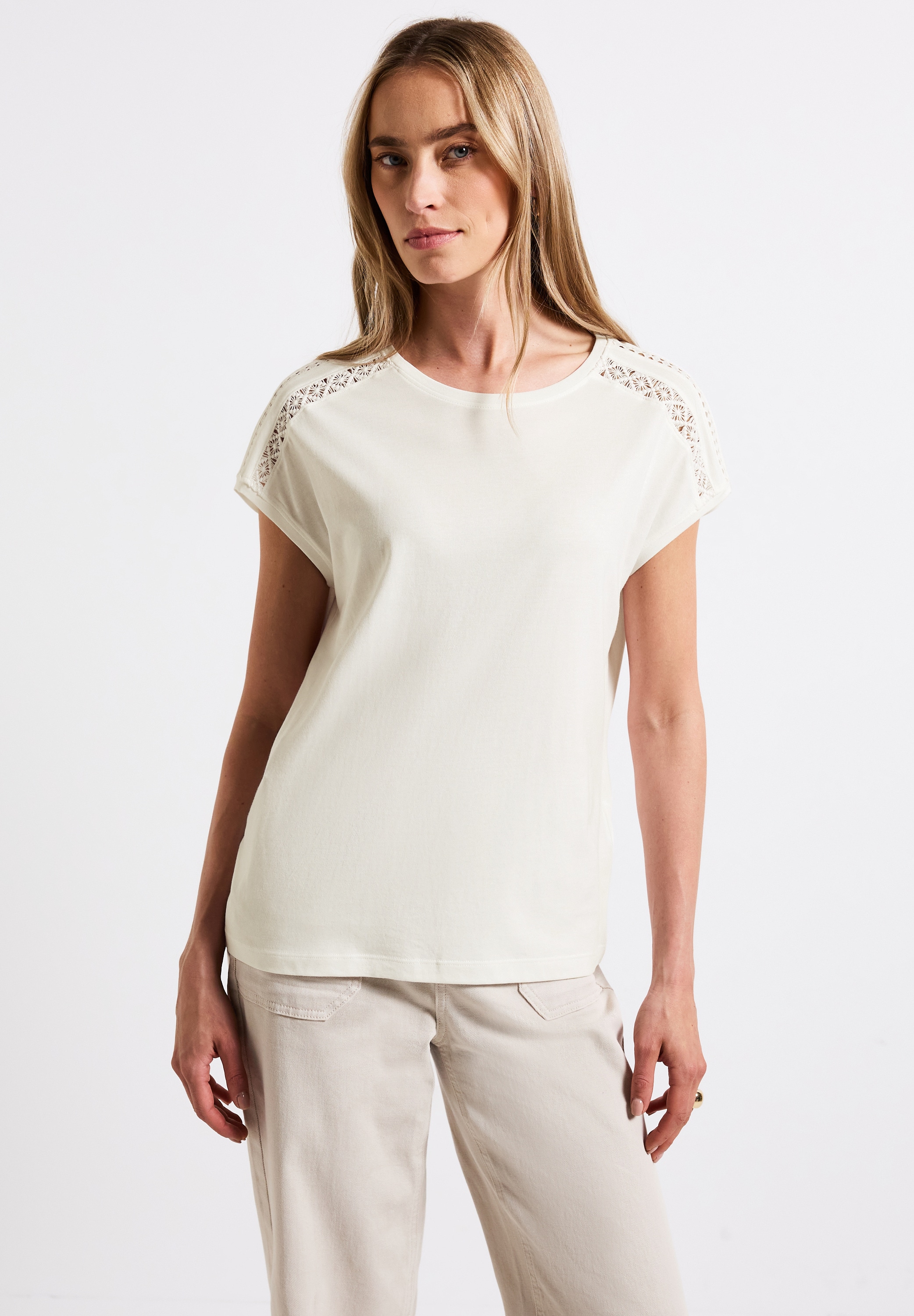 STREET ONE T-Shirt, mit Häkeldetails günstig online kaufen