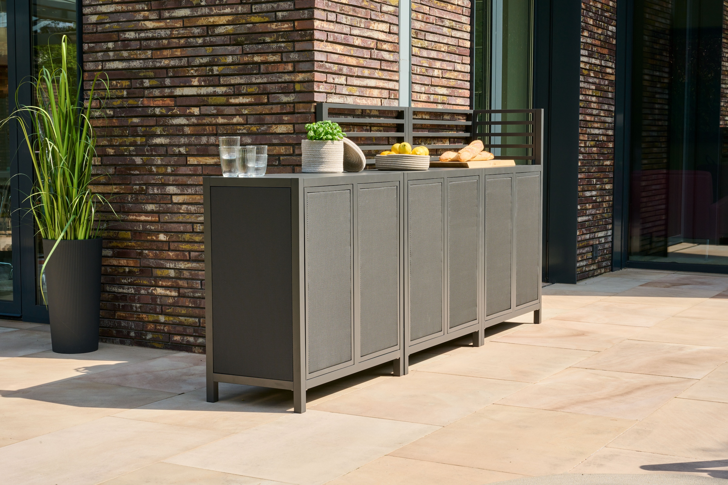 Siena Garden Gartentisch »PALMA Eckelement« Aluminiumrahmen, Ranotex® Bezug dunkelgrau