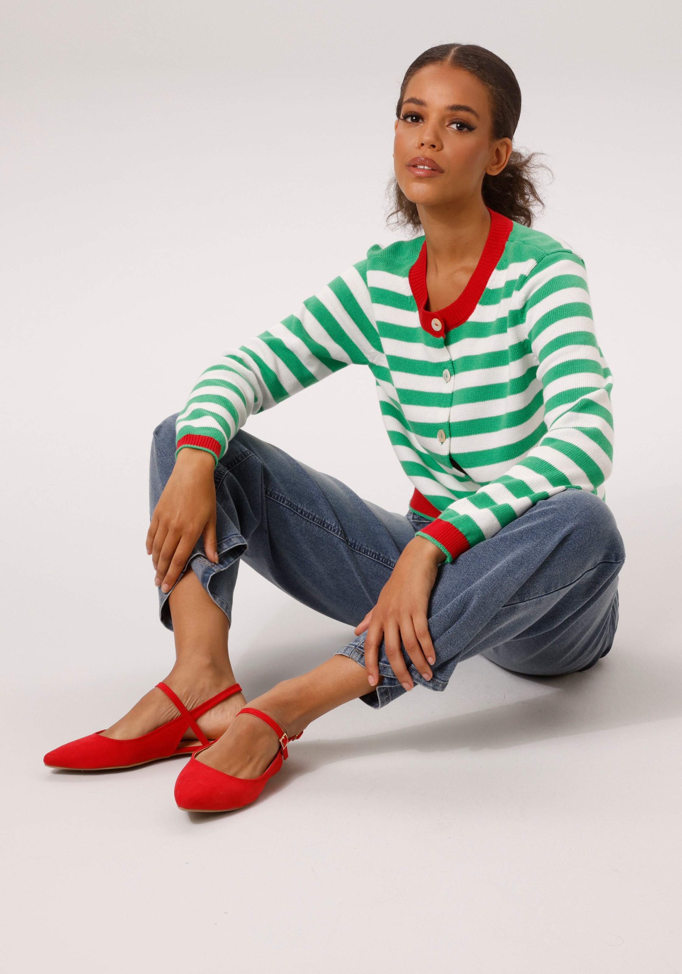 Aniston CASUAL Strickjacke im trendigen Streifen-Dessin - NEUE KOLLEKTION