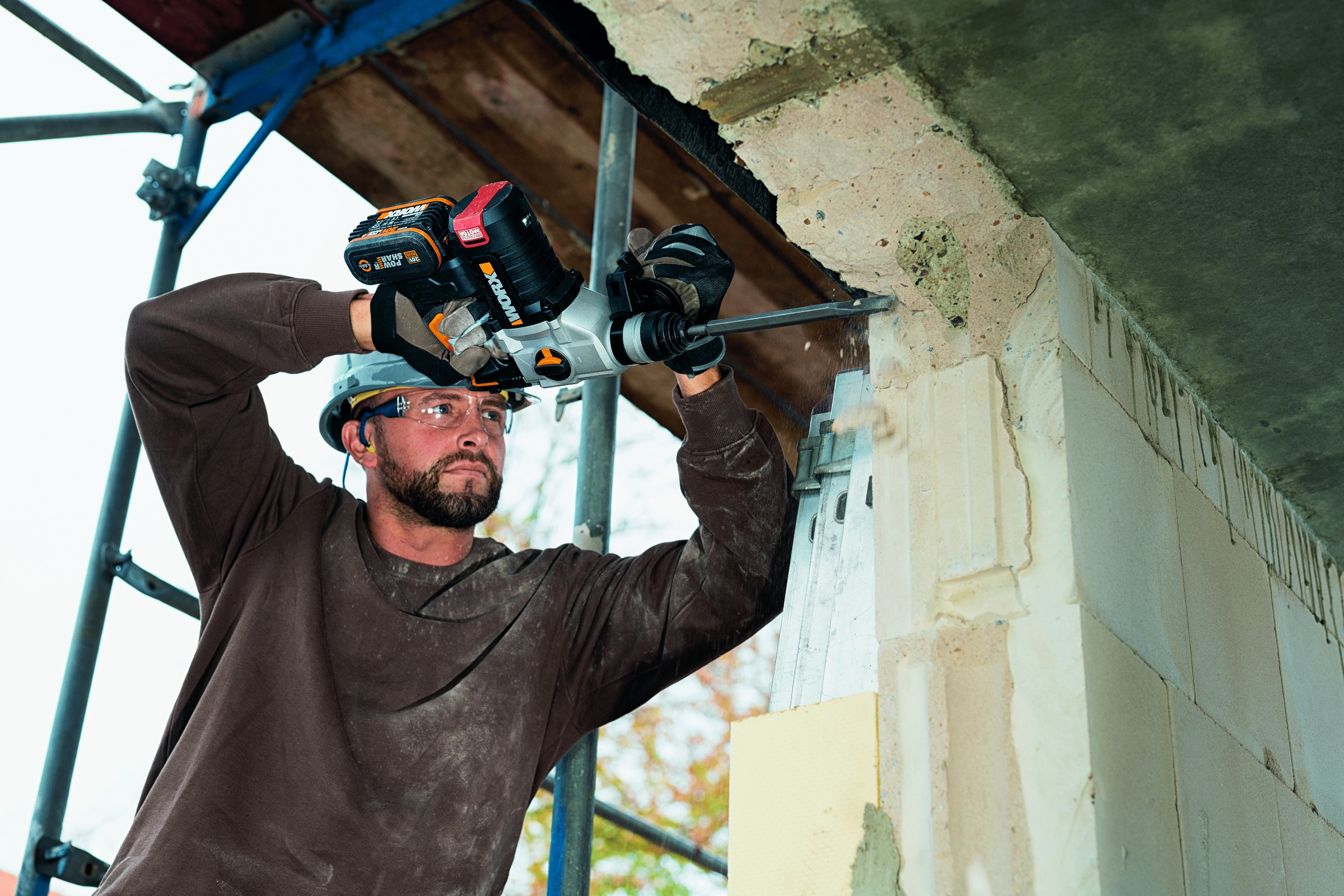 Worx Akku-Bohrhammer »NITRO WX380.9«, 3-IN-1, bürstenloser Motor, 2,2J Schlagenergie, ohne Akku & Ladegerät