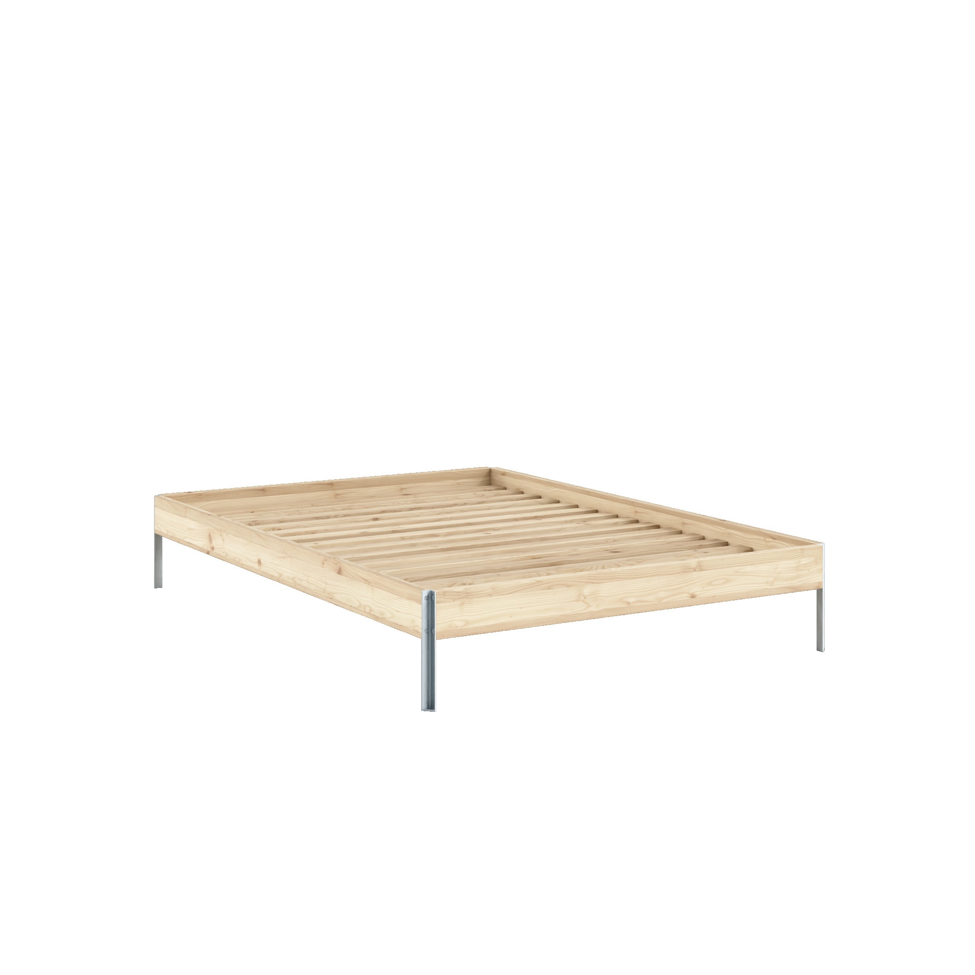 Karup Design Bettgestell »CORE BED Bodenbett, Holzrahmen, Futonbett, Jugendbett, Holzbett«, Massivholzbett mit Lattenrost, Kiefer massiv, Doppelbett ohne Kopfteil