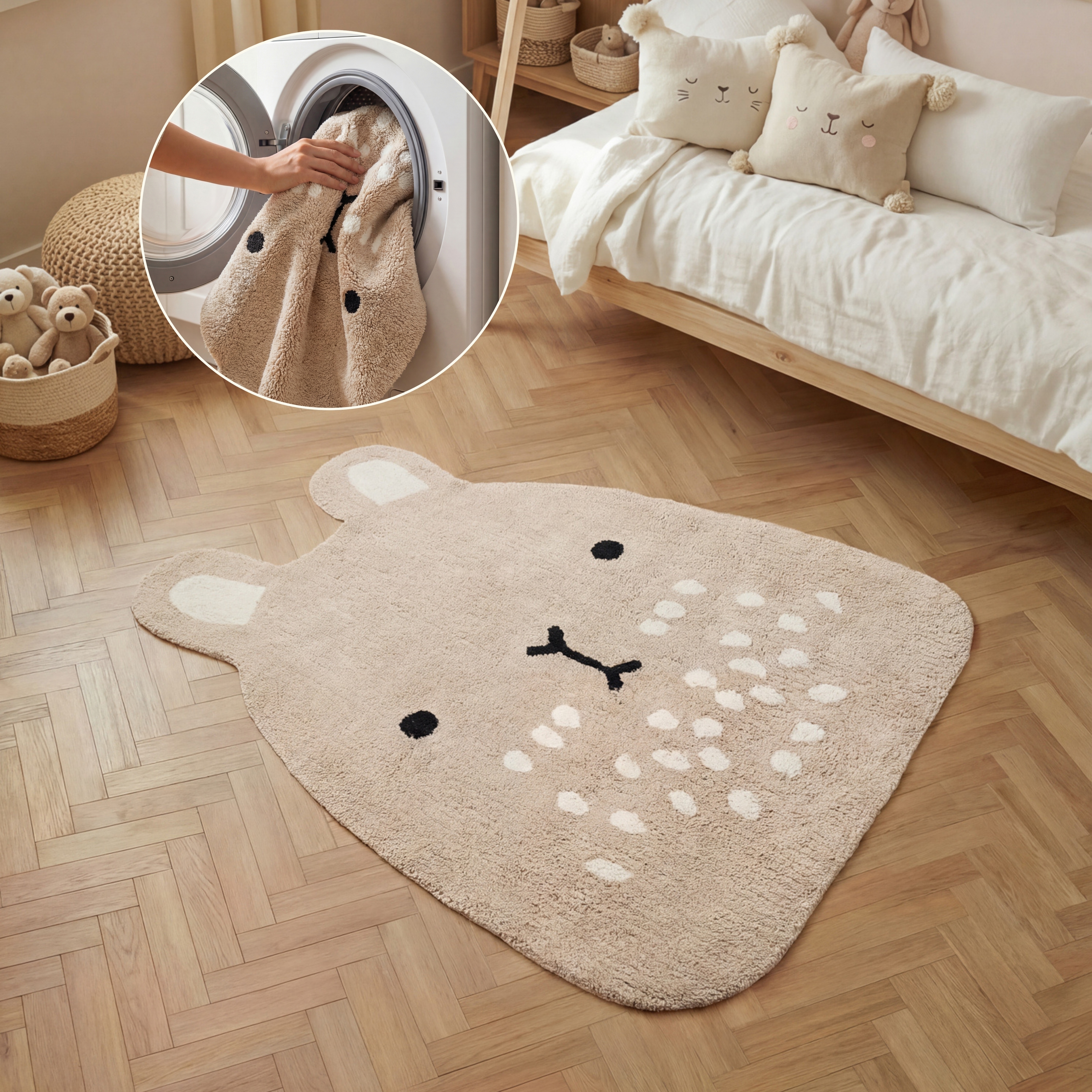 HANSE Home Kinderteppich "Pucki" Motivform 10 mm Höhe Waschbar, Handgemacht, Baumwolle, Rutschfest Spielteppich Kinderzimmer