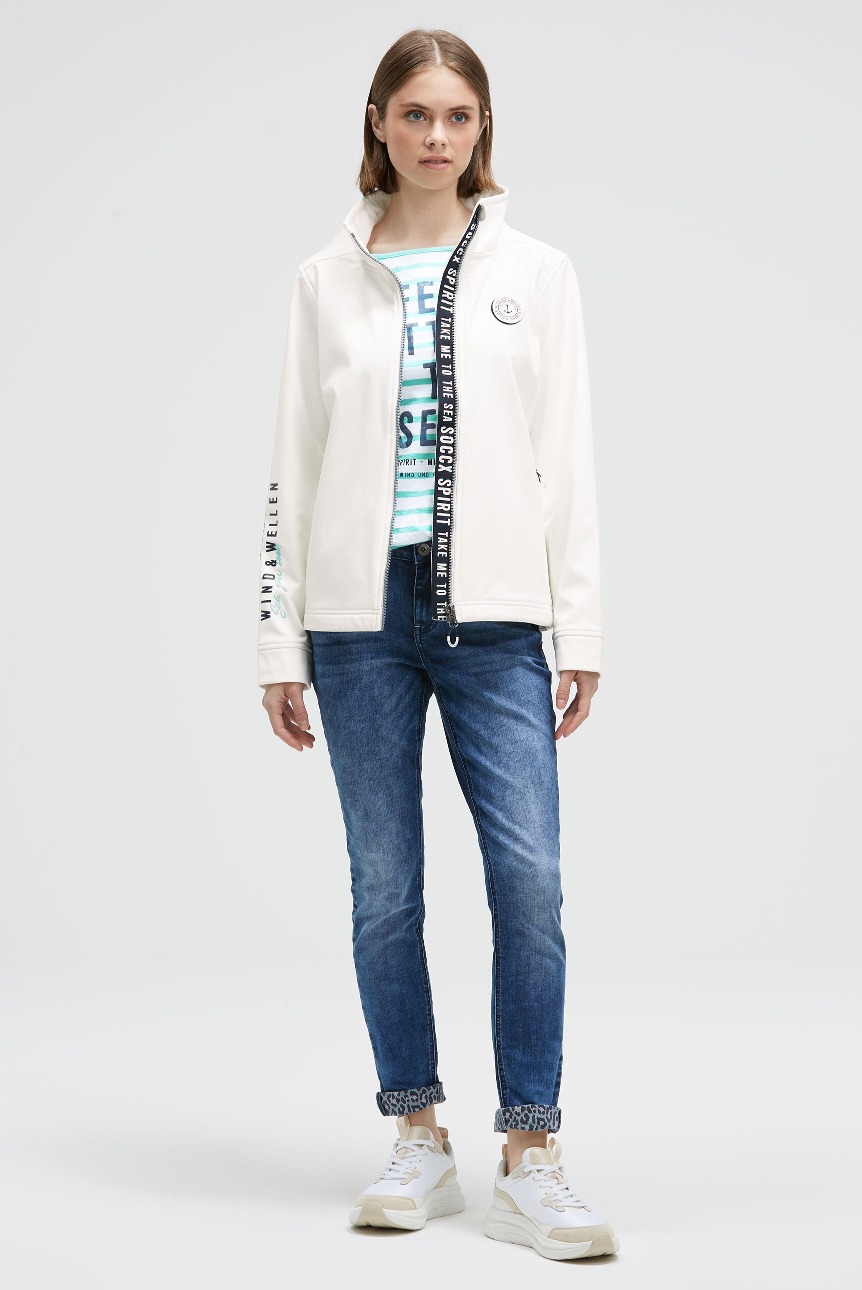 SOCCX Softshelljacke ohne Kapuze mit Stehkragen