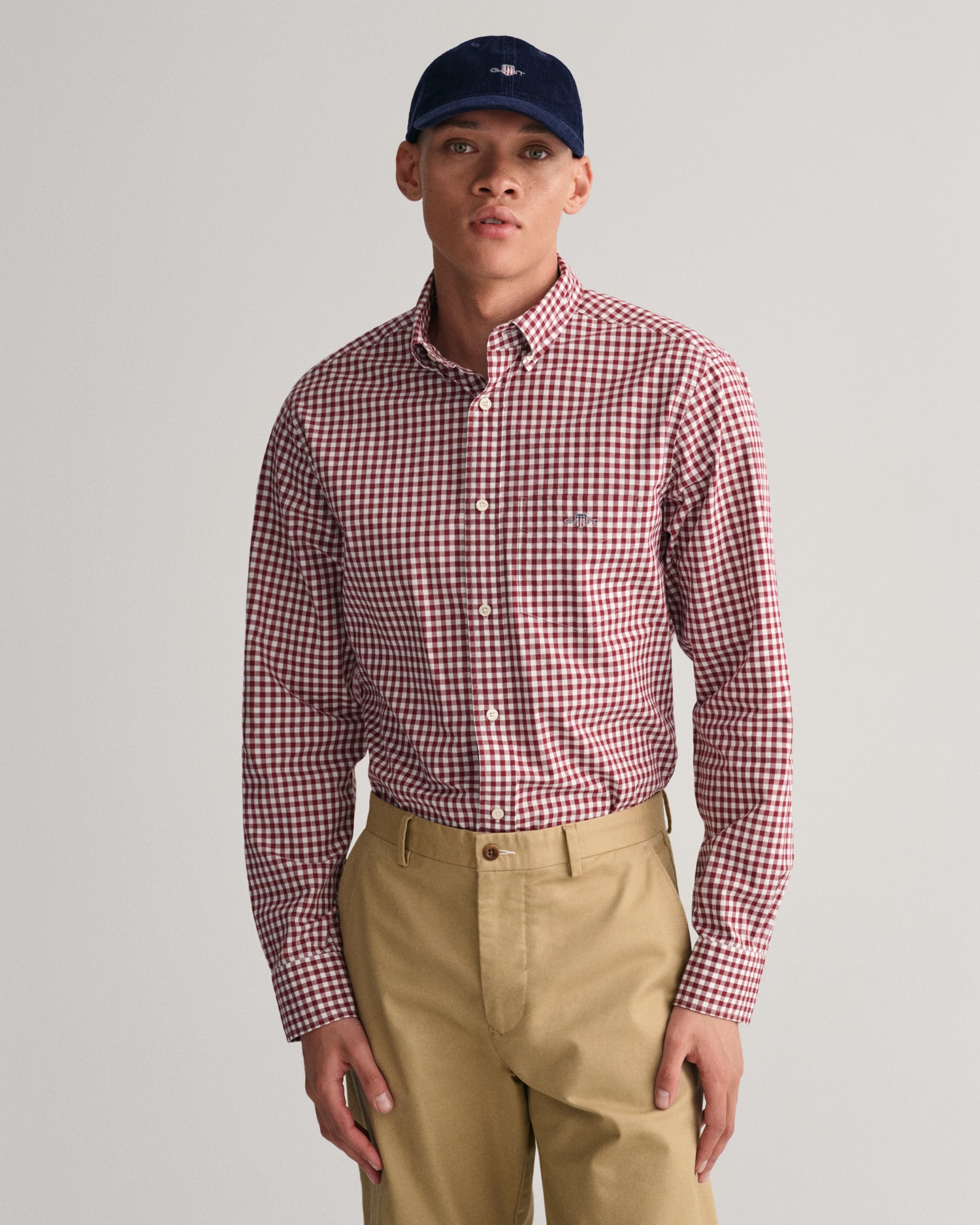 Gant Langarmhemd "REG POPLIN GINGHAM SHIRT", mit Logostickerei auf der Brus günstig online kaufen