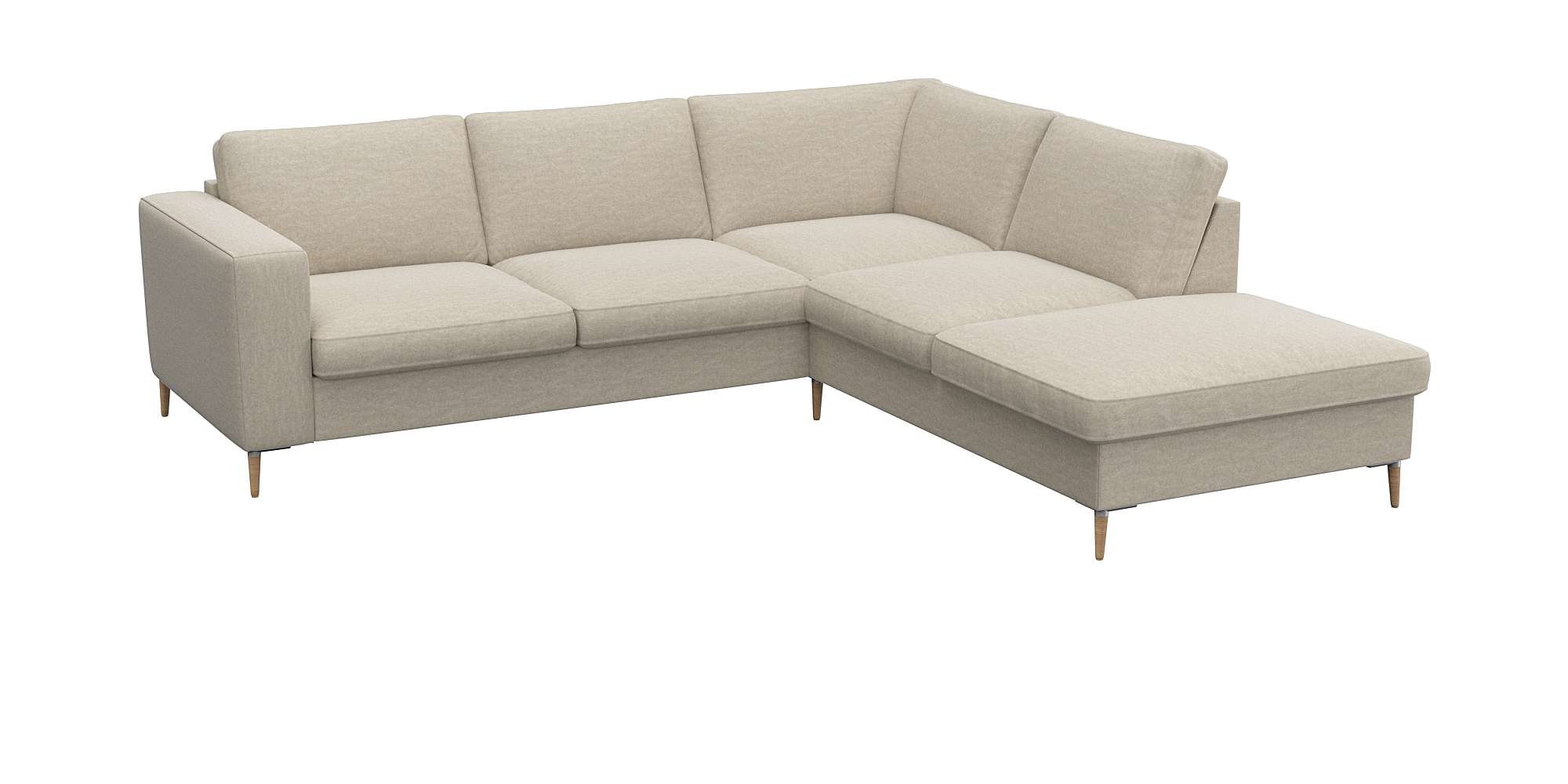 FLEXLUX Ecksofa »Fiore, L-Form«, breite Armlehnen, Füße Alu/Eiche, B/T 241/225 cm, Kaltschaum im Sitz