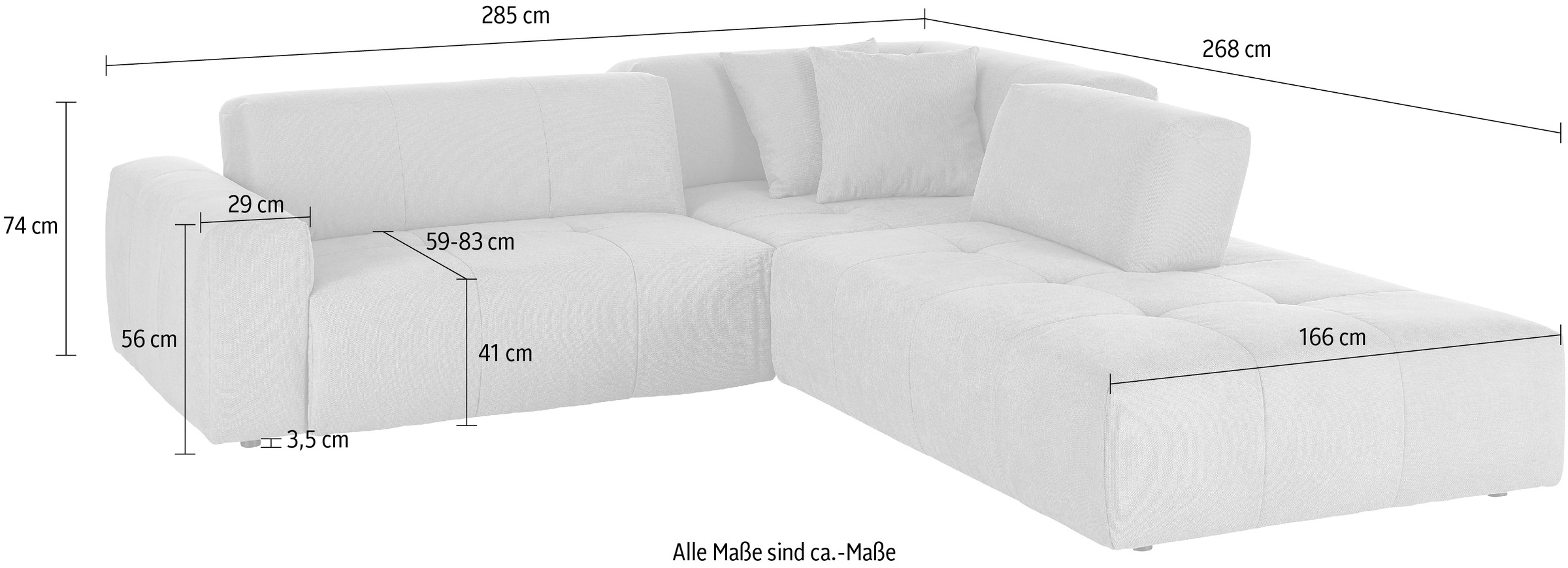 3C Candy Ecksofa »Yoshy Komfortsofa, bequem und modern, hochwertige Verarbeitungsdetails«, Zwei verschiedene Sitztiefen durch verstellbare Rückenlehne, L-Form