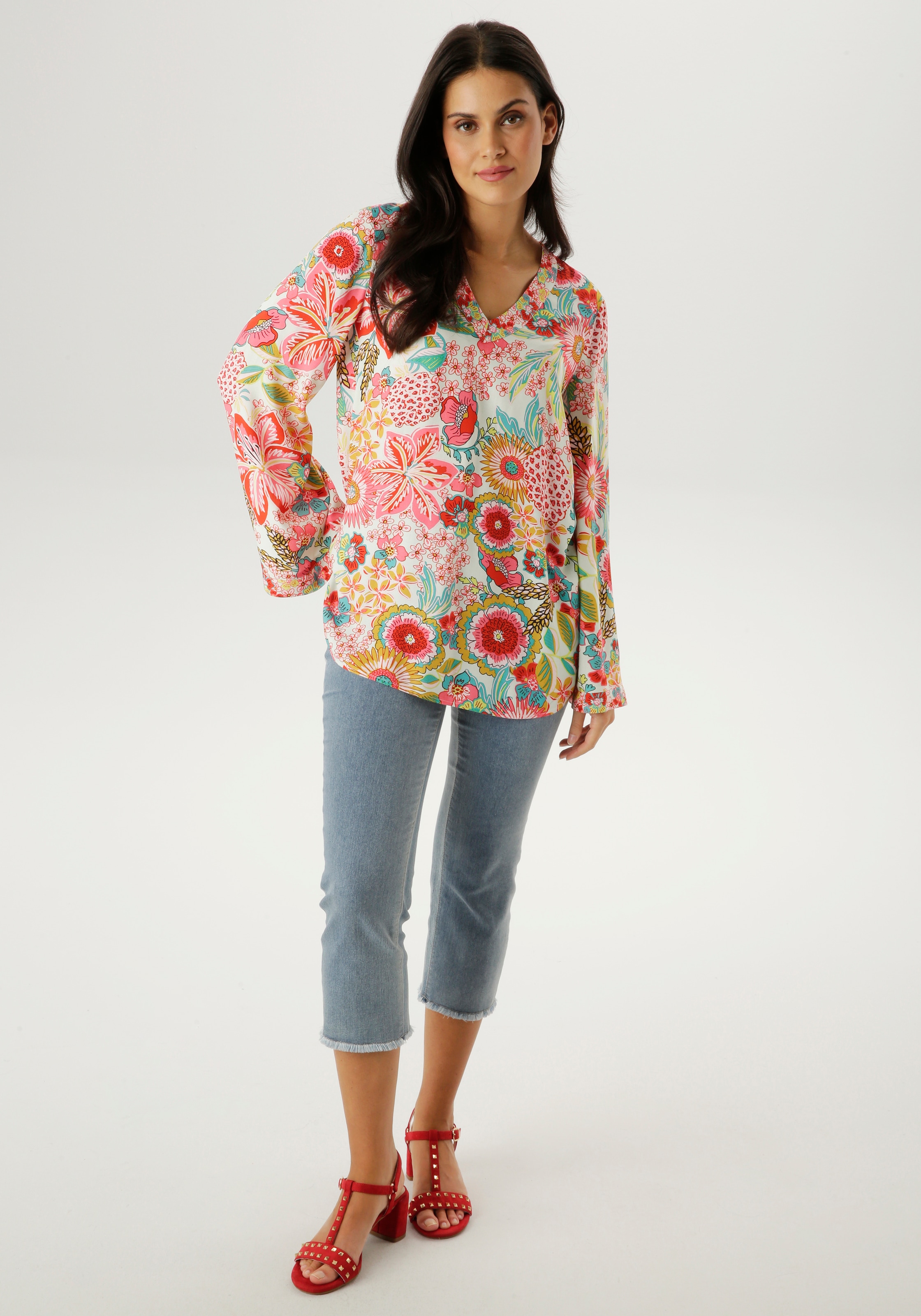 Aniston SELECTED Schlupfbluse mit langen, weit ausgestellten Trompetenärmeln - NEUE KOLLEKTION