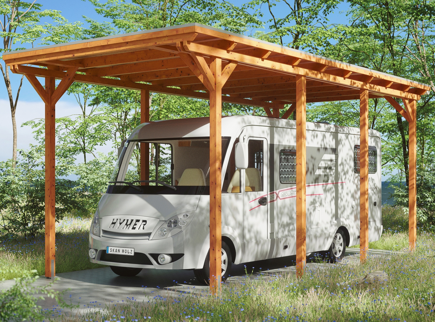 Skanholz Einzelcarport "Caravan-Emsland" Leimholz 341 cm hellbraun