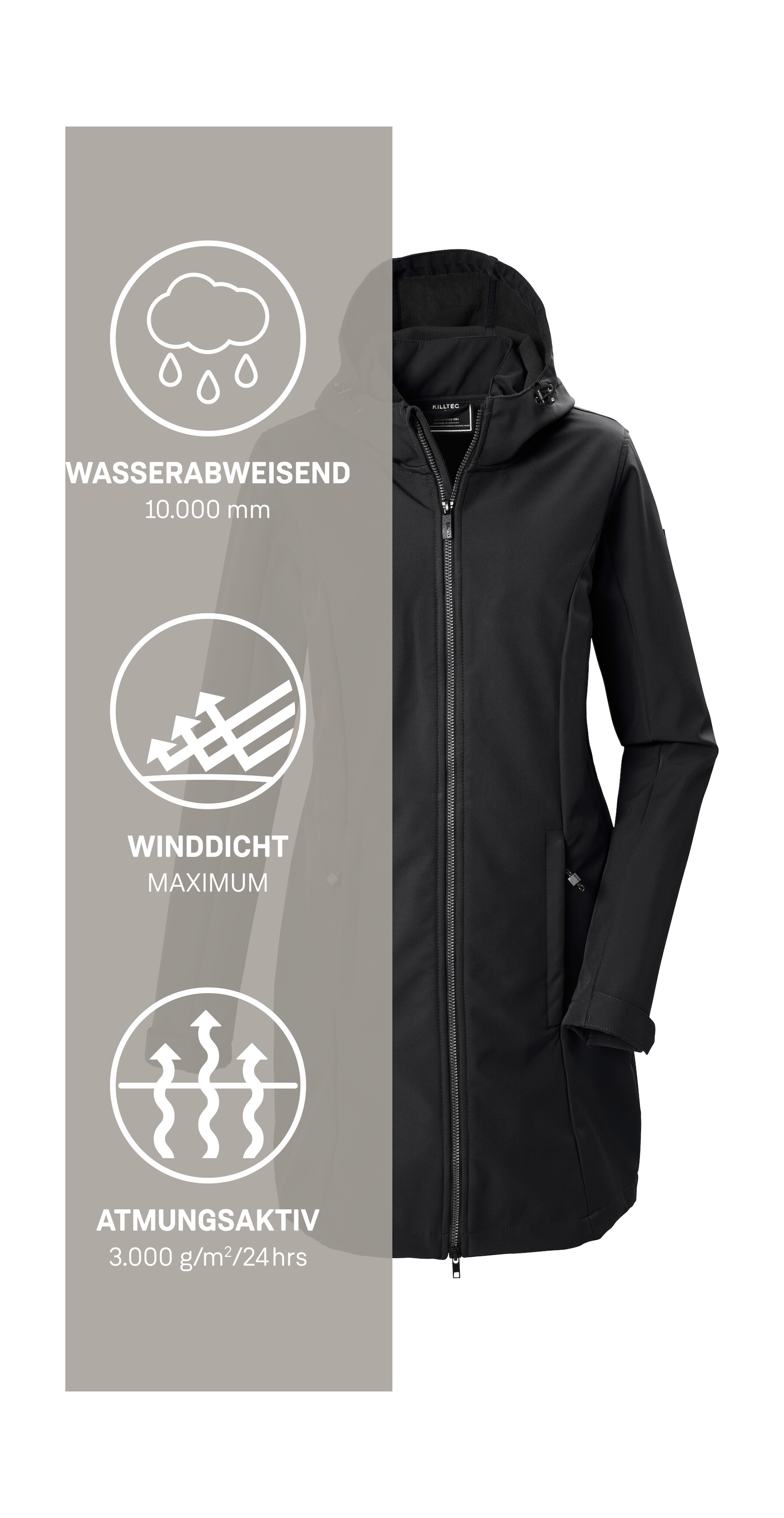 Killtec Softshellparka »KOW 10 WMN SFTSHLL PRK« Wasserabweisender, atmungsaktiver Softshellparka mit Fleece