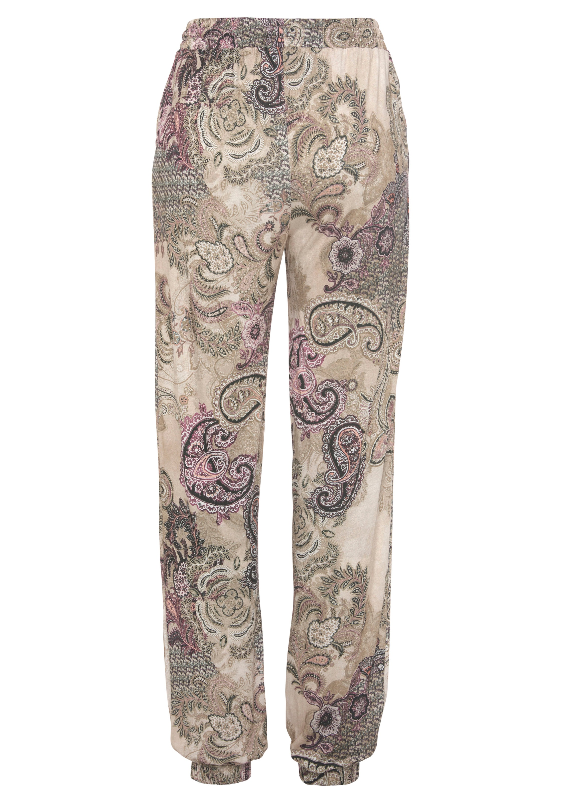 LASCANA Jerseyhose, mit Paisleydruck, Jerseyhose, Gummibund, bequeme Stoffhose