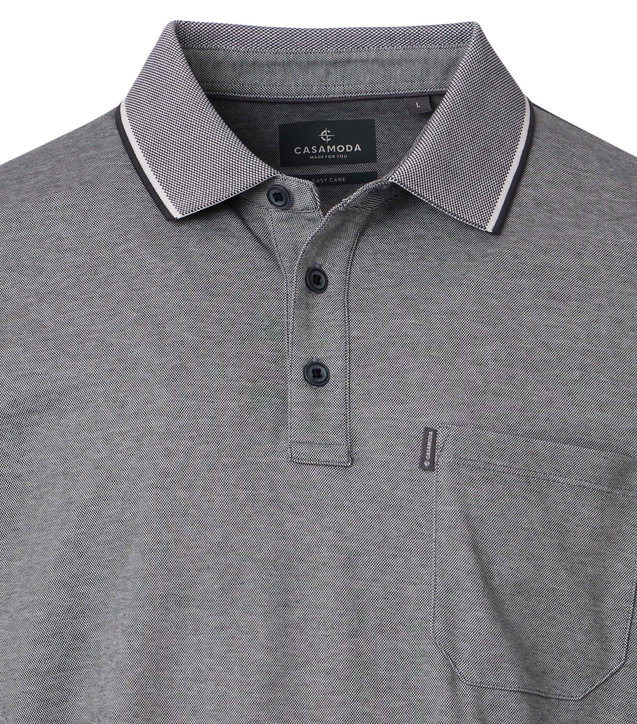 Poloshirt CASAMODA "CASAMODA Polo-Shirt uni", Damen, Gr. 3XL, grau, 55% Baumwolle, 45% Polyester, Shirts 2