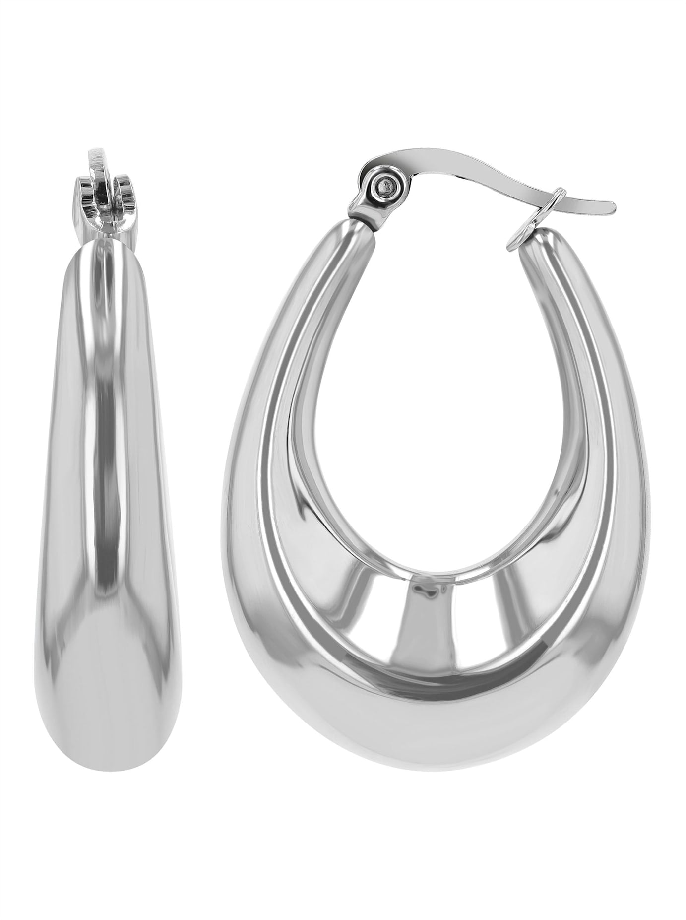 Paar Creolen LADY, silber (silberfarben), Ohrringe, Damen, Creolen 2