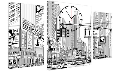 Conni Oberkircher´s Bild mit Uhr »Drawing City - gezeichnete Stadt«, Städte, (Set,... kaufen