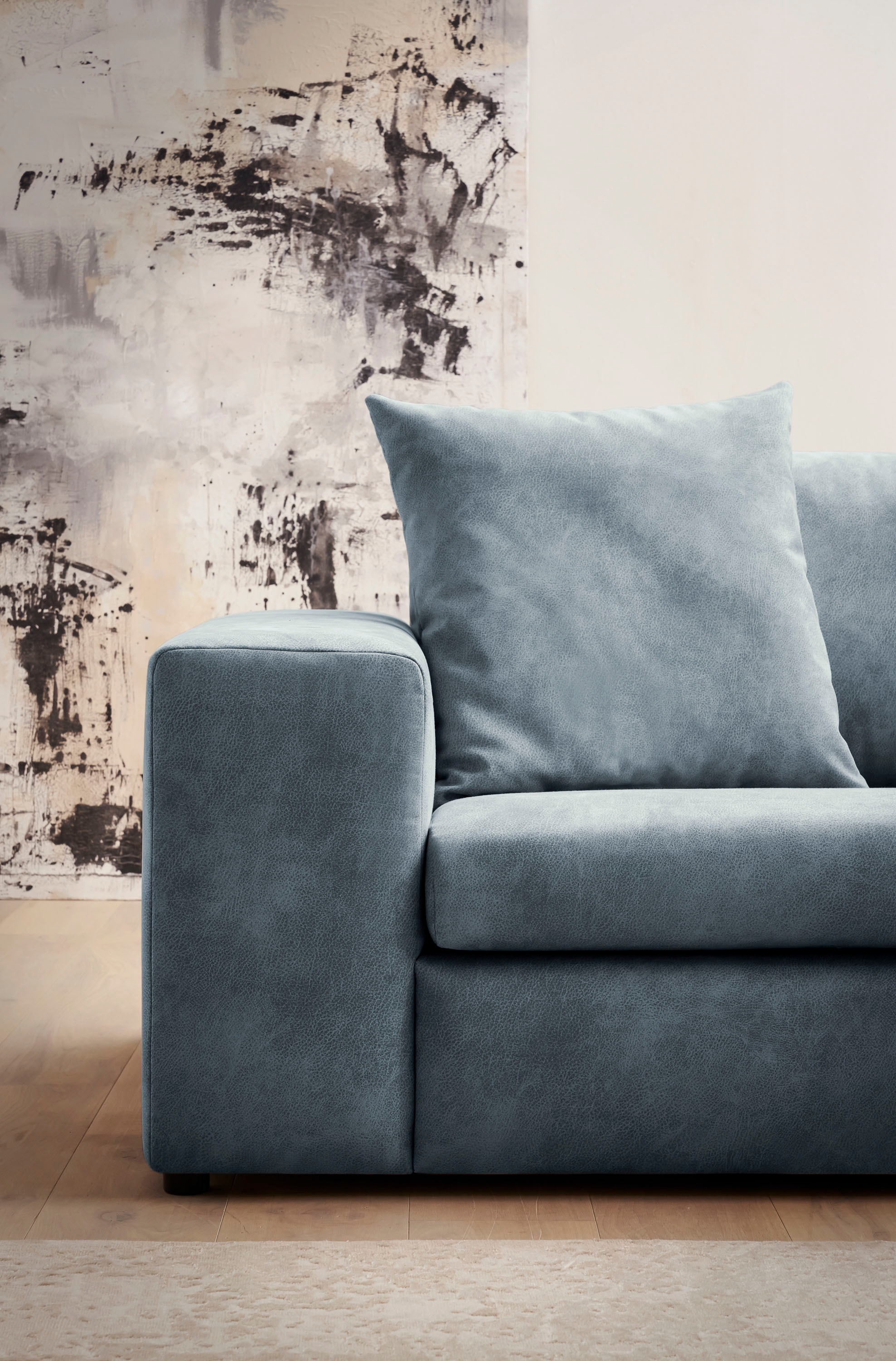 andas Ecksofa »SLEETLAND XXL in Samtvelours oder Vintage-Leder-Optik, L-Form,«, besonders groß und bequem