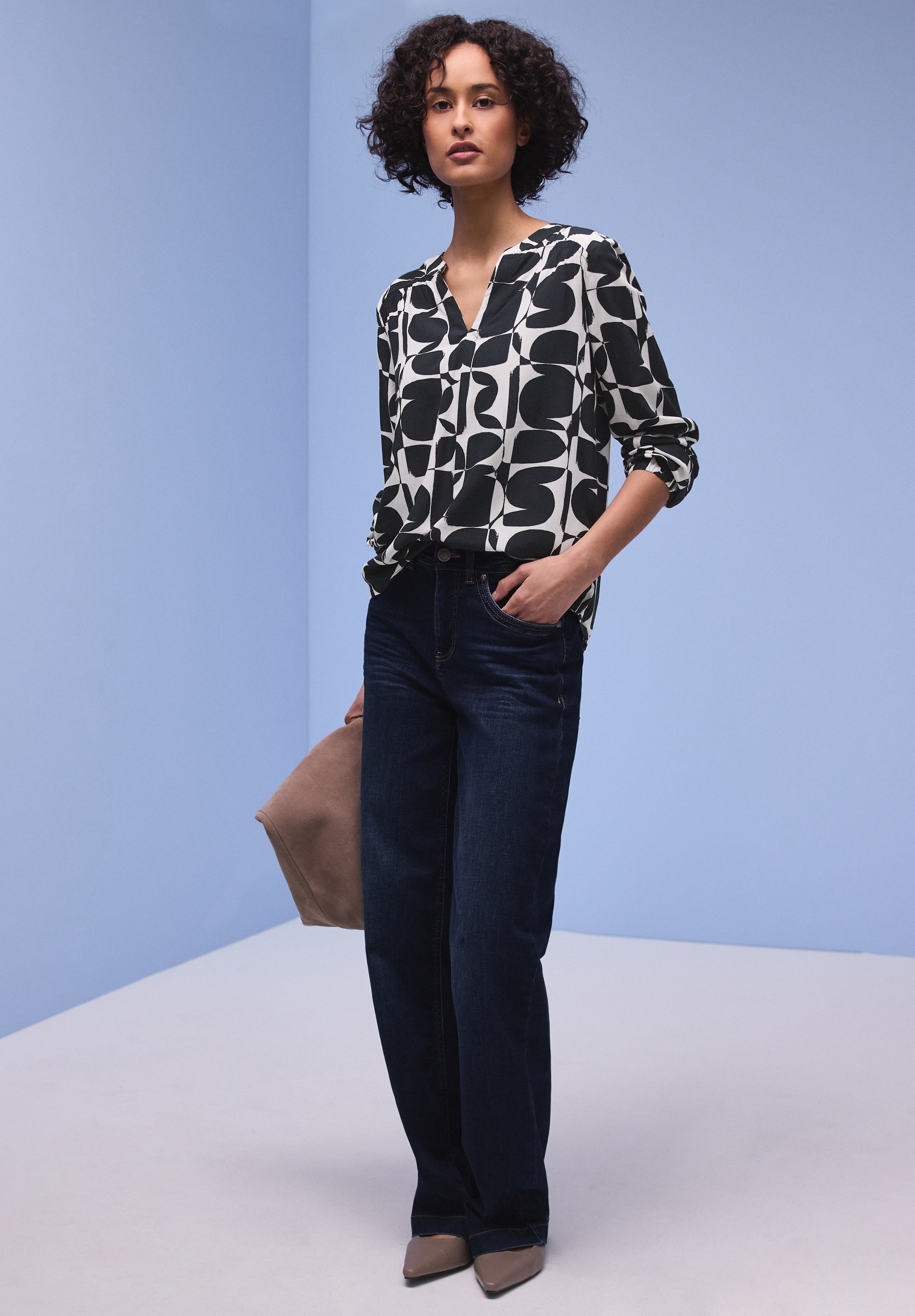 STREET ONE Langarmshirt im gemustertem Strukturmix