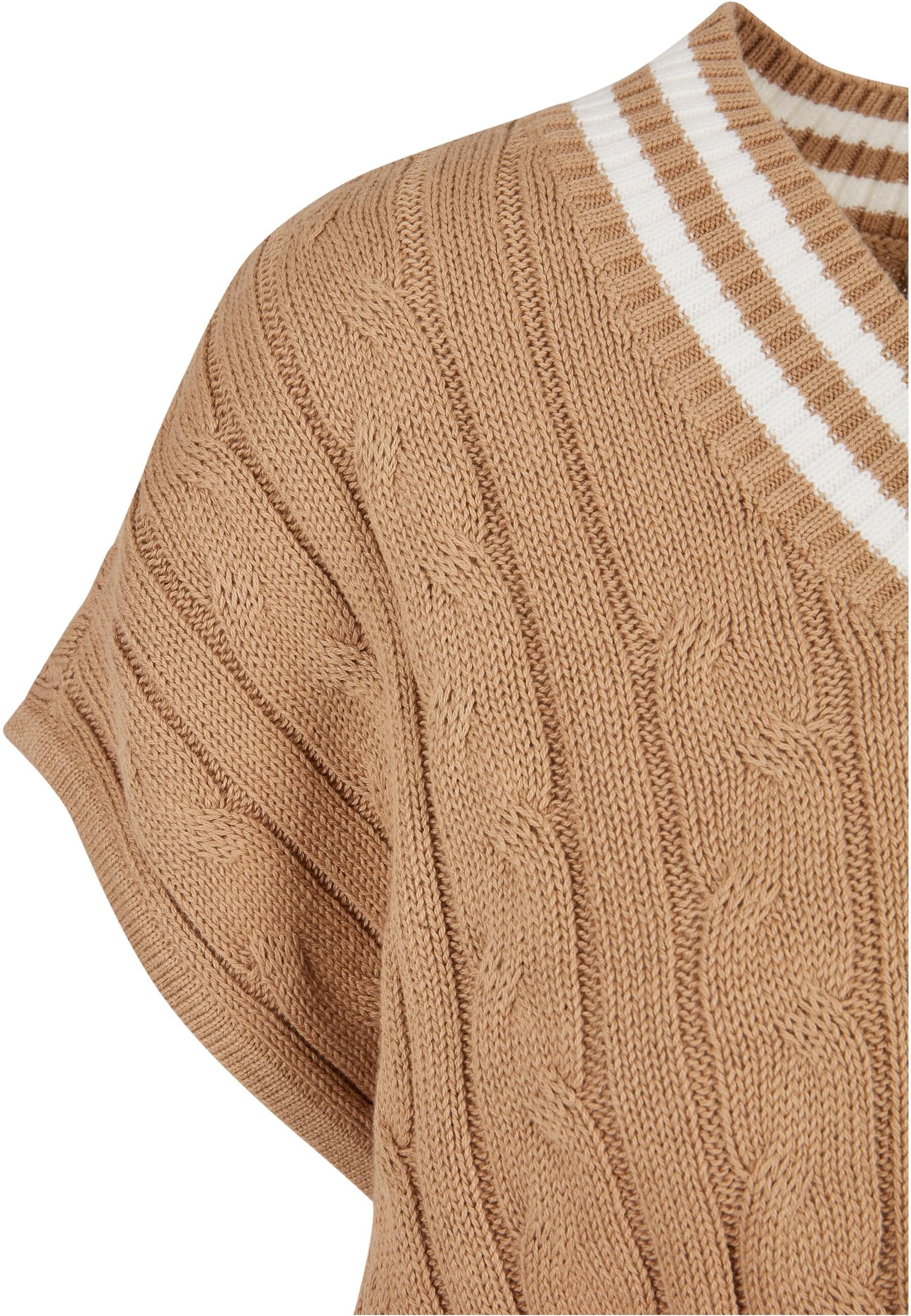 URBAN CLASSICS Rundhalspullover »Urban Classics Damen Ladies Cropped Knit College Slipover«, (1 tlg.)