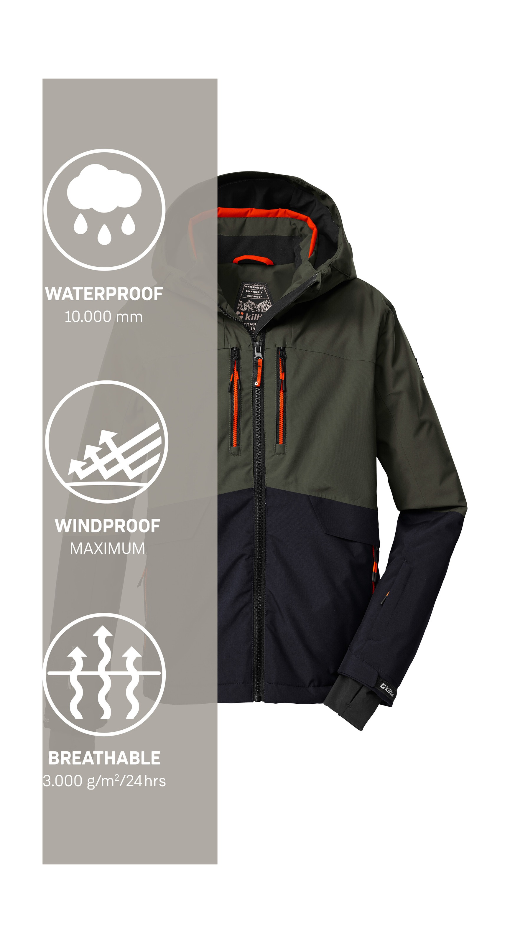 Killtec Skijacke »KSW 201 BYS SKI JCKT«, Stylische, wasser- und winddichte Skijacke mit reflektierenden Details