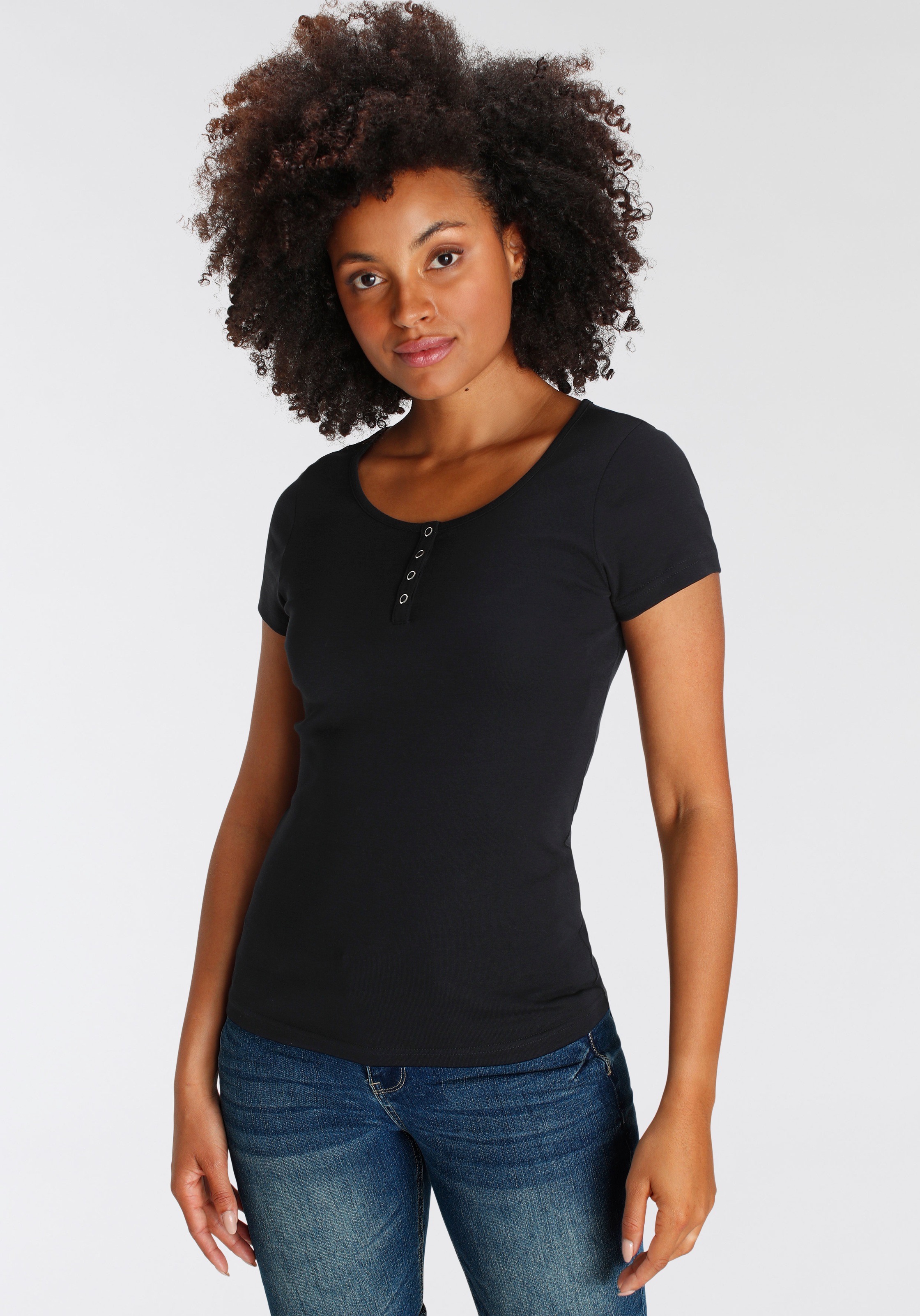H.I.S T-Shirt (Set, 2-tlg) Kurzarm, unifarben, günstig online kaufen