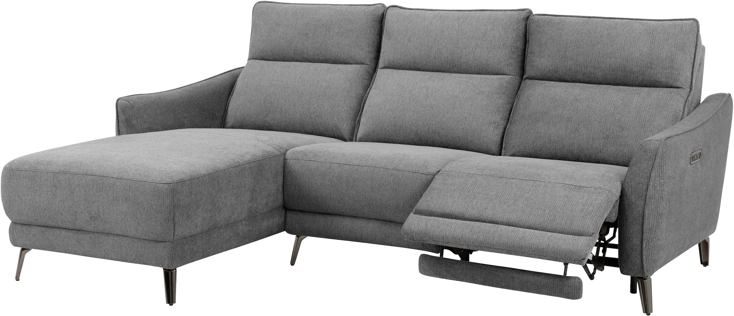 INOSIGN Ecksofa »TAYLER 3-Sitzer, L-Form (Breite 239cm), elektr. Relaxfunktion, USB A/C«, und Recamiere, Liegefunktion durch Recliner, Federkernpolsterung