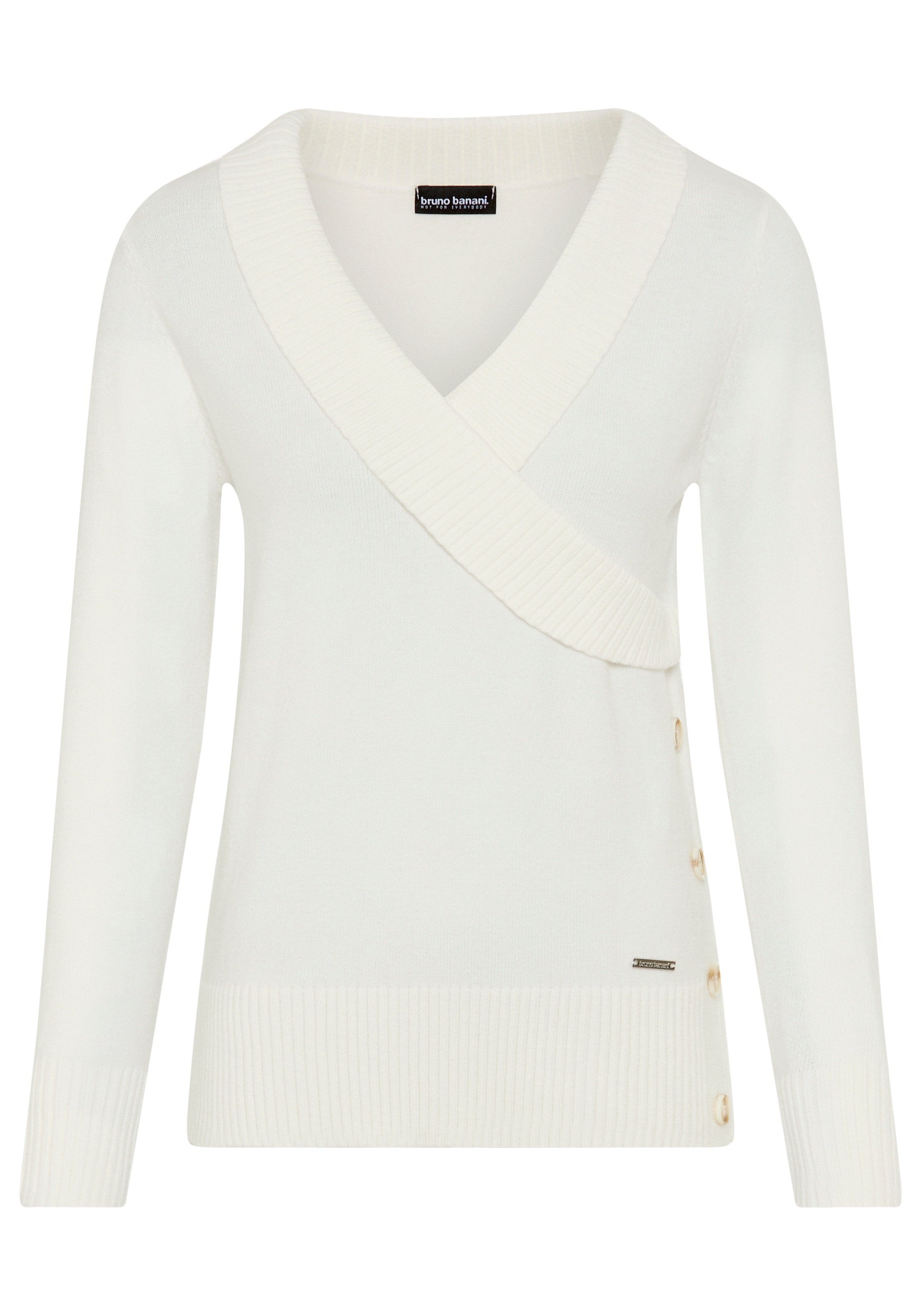 Bruno Banani Schalkragenpullover, Wickel-Optik mit Zierknöpfen - NEUE KOLLEKTION