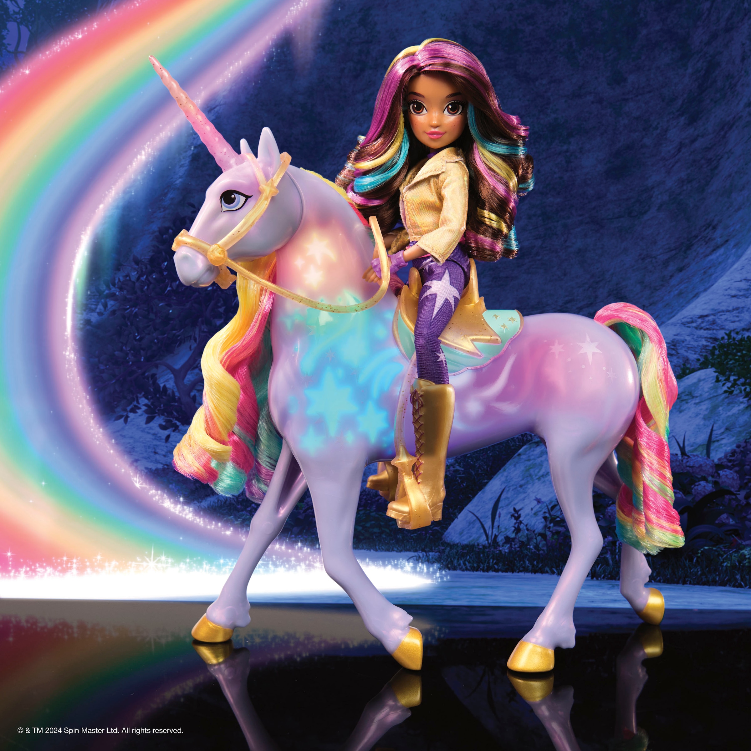 Spin Master Anziehpuppe »Unicorn Academy - Interactive Rainbow Light-Up Wildstar & Sophia«, (Set), mit Licht- & Soundeffekt