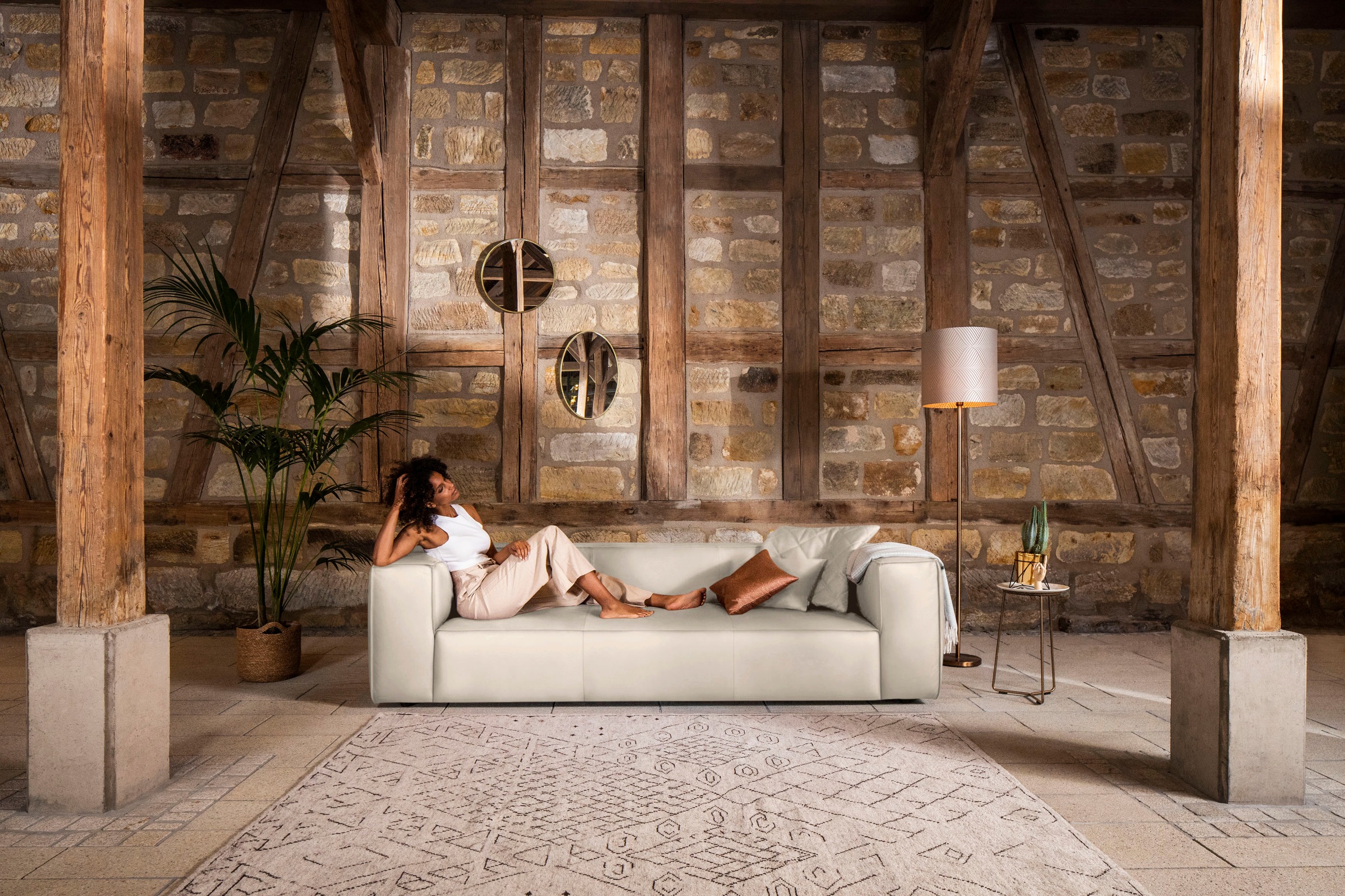 W.SCHILLIG 3-Sitzer "around-the-block Mega Sofa mit tollem Sitzkomfort, Breite 260cm" mit eleganter Biese, mit Federkern