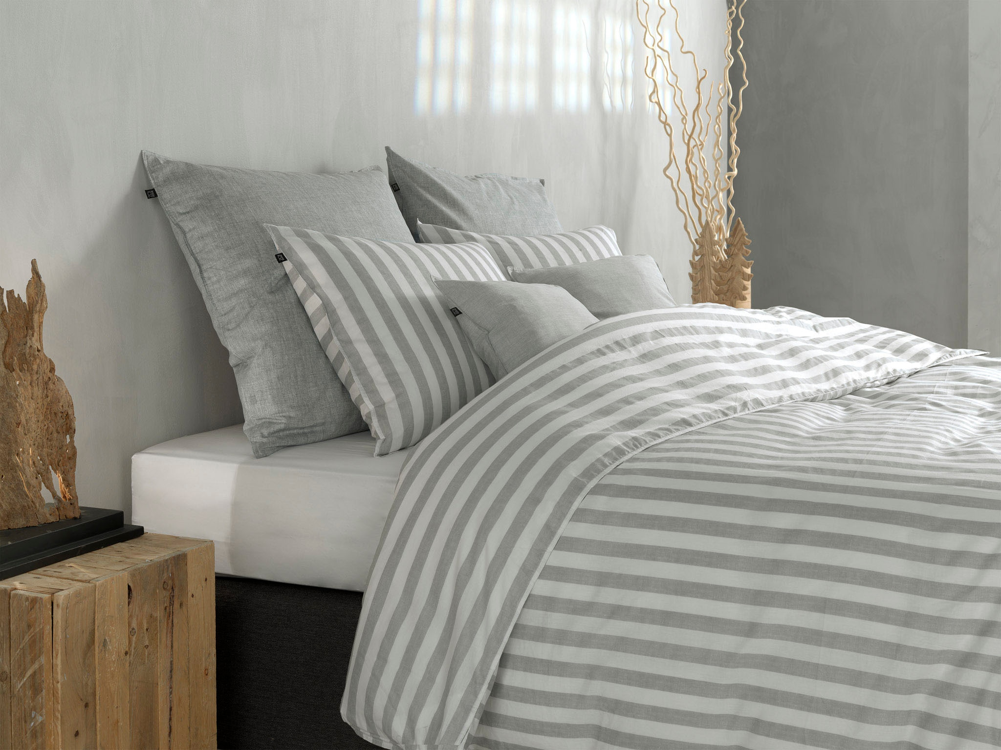 ZO HOME Bettwäsche »Banda-di-Lino« 2 Stk. Bettwäsche aus 100% Baumwolle, hochwertiges Renforcé