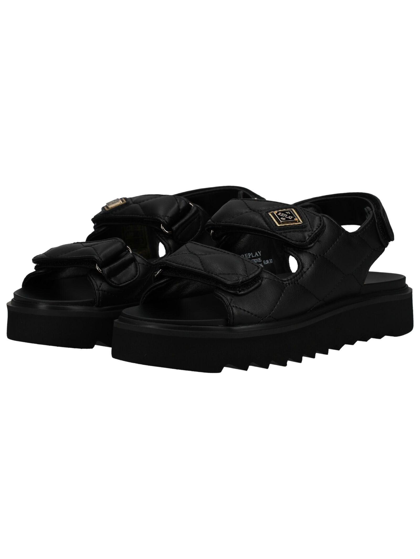 Plateausandaletten REPLAY "Replay Sandalen Lederimitat", Damen, Gr. 38, schwarz, schwarz, Lederimitat, Schuhe 3