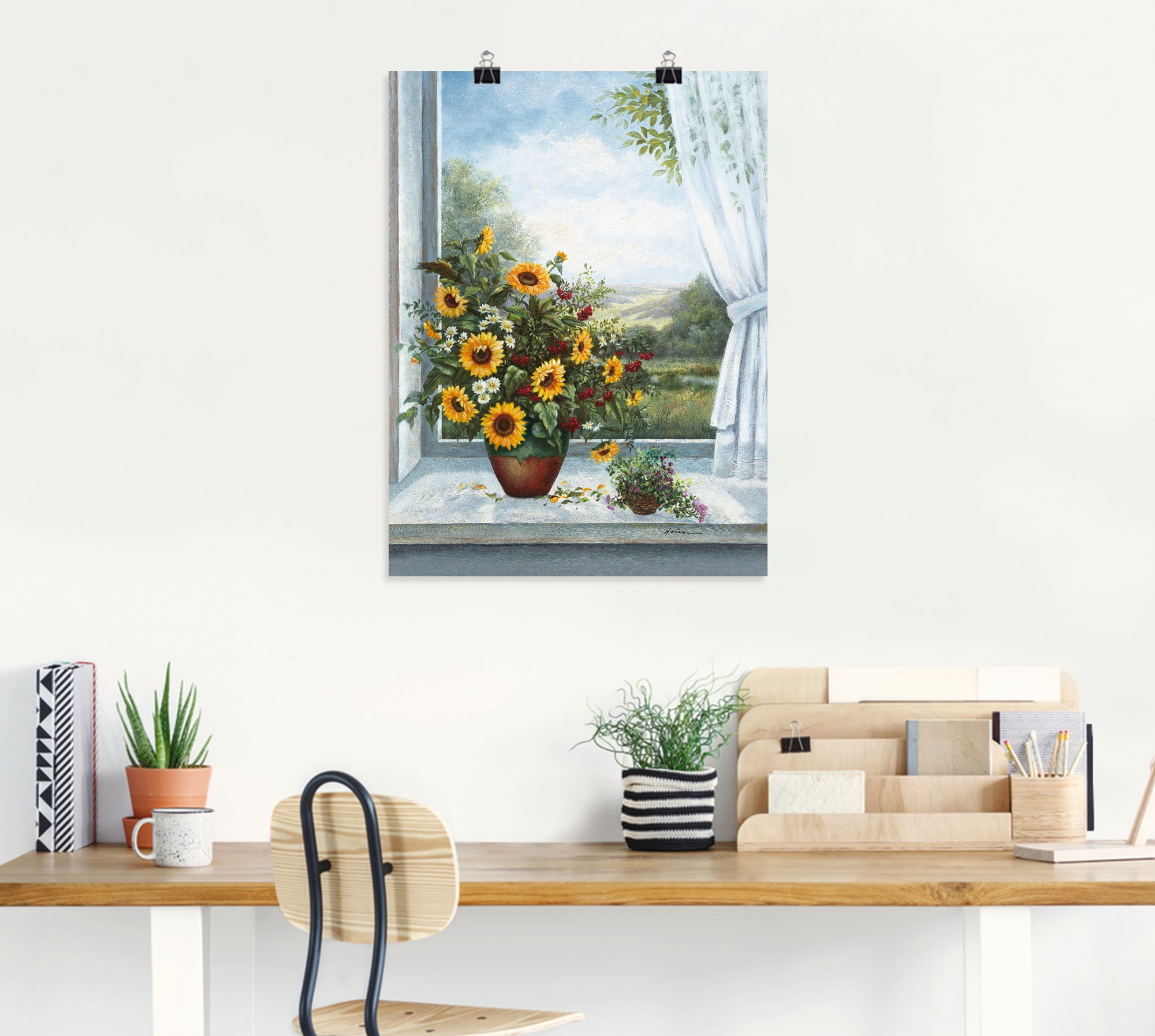 Artland Wandbild »Sonnenblumen am Fenster«, Arrangements, (1 St.), als Leinwandbild, Poster, Wandaufkleber in verschied. Größen