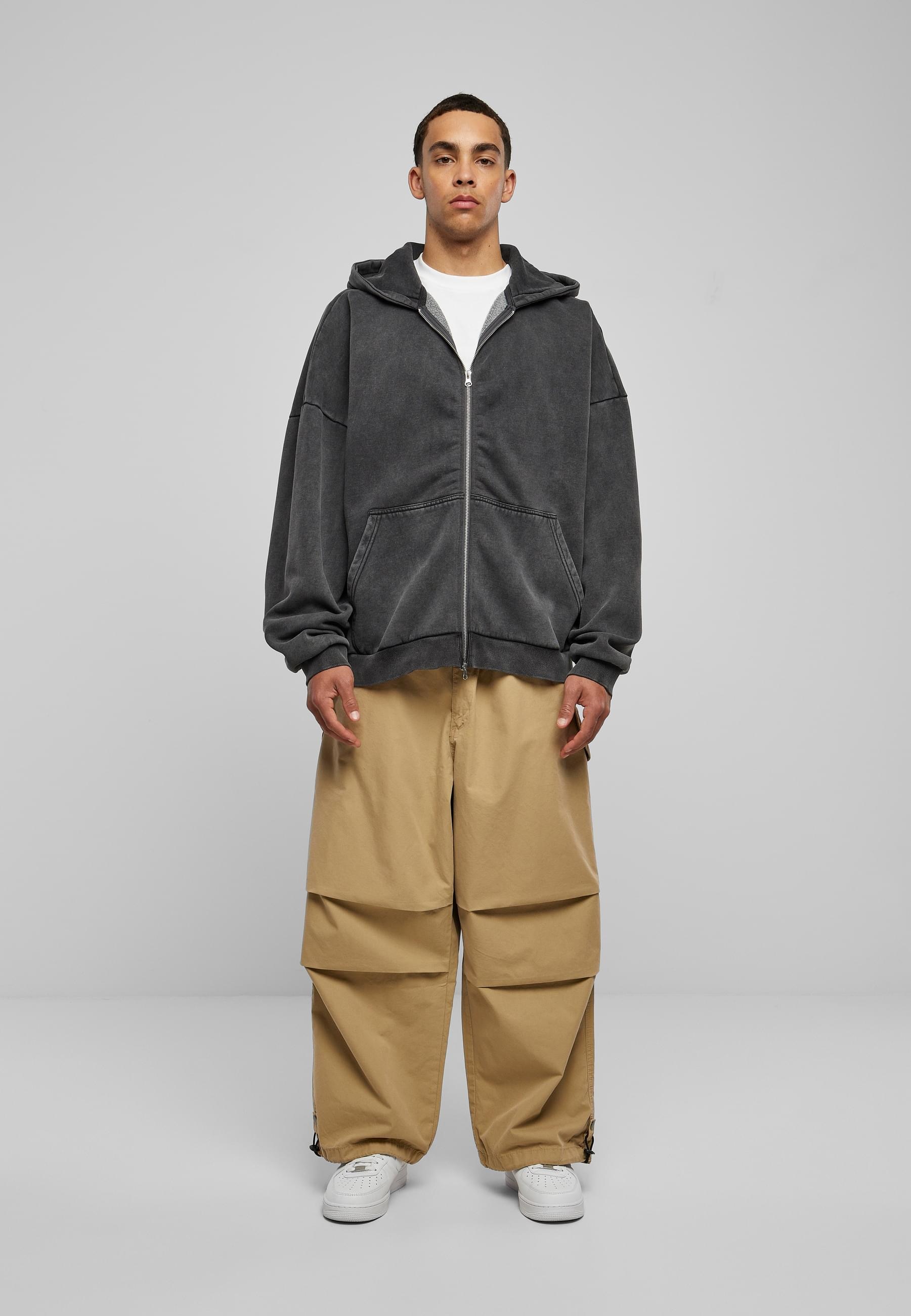 URBAN CLASSICS Sweatjacke »Urban Classics Herren Heavy Stone Washed 90's Zip Hoodie«