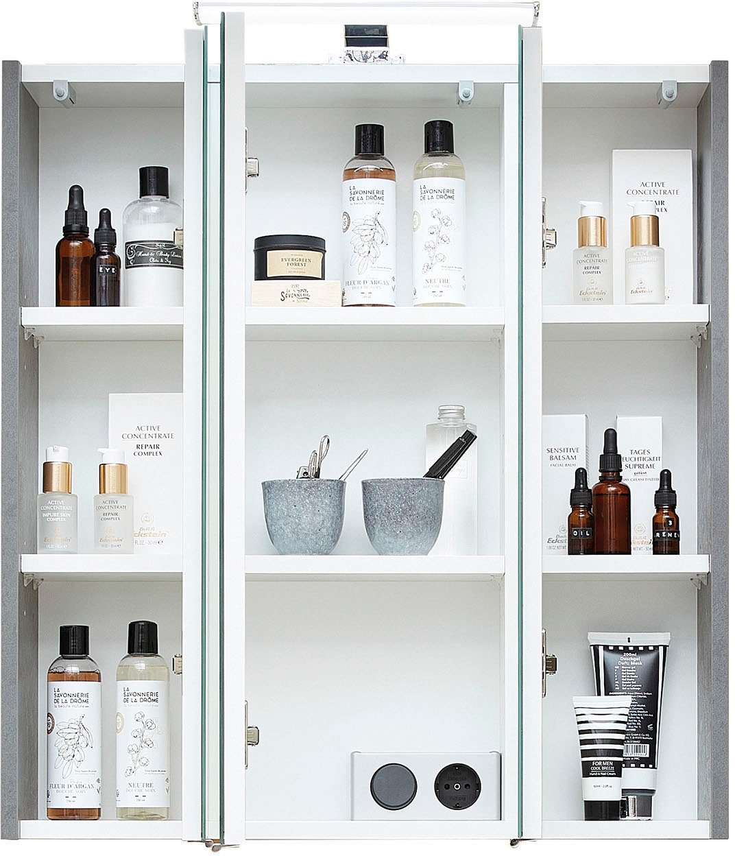 Saphir Badmöbel-Set »Quickset 945 5-teilig, Waschbeckenunterschrank mit LED-Spiegelschrank«, (5 St.), Unterschrank, Hängeschrank, Hochschrank, 9 Türen, inkl. Türdämpfer