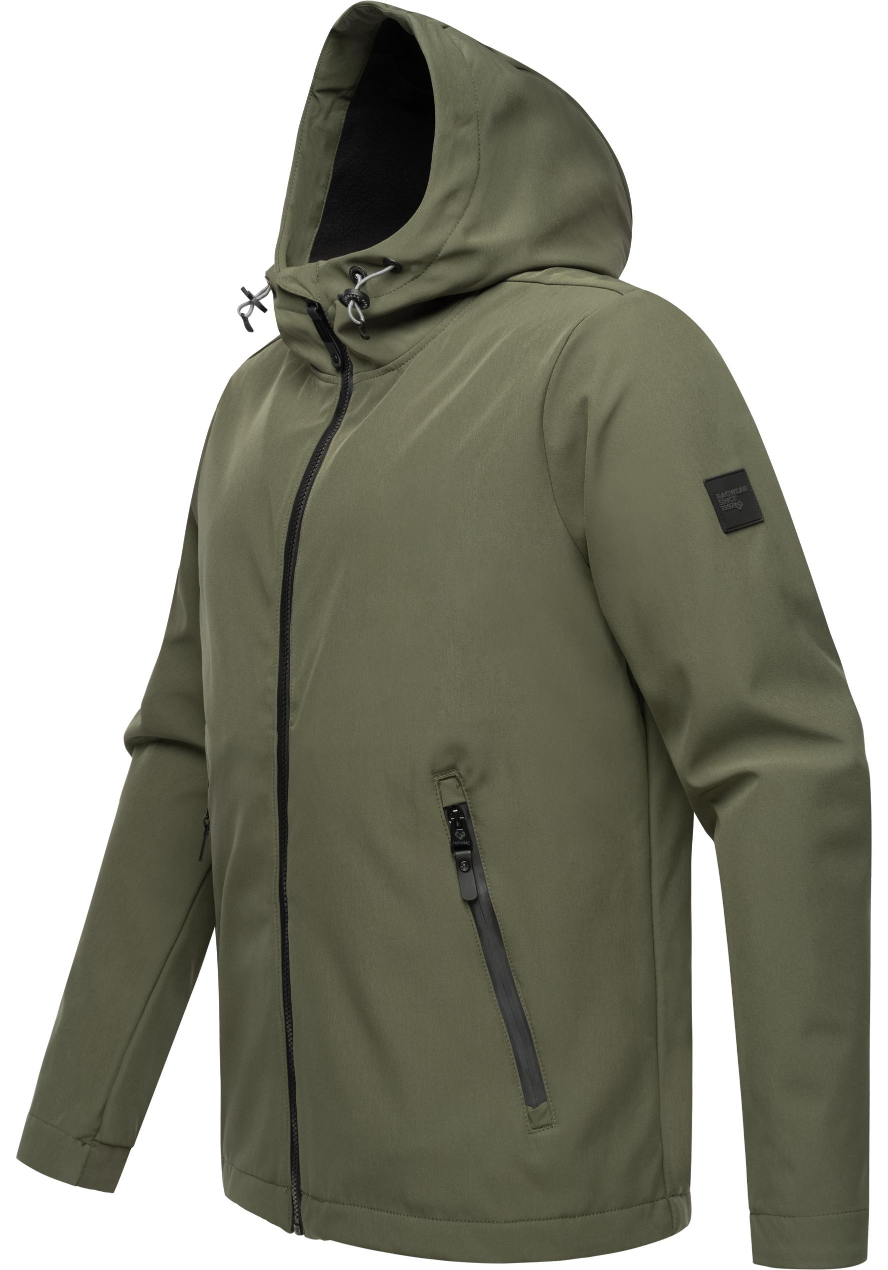 Ragwear Softshelljacke »Shellwie Warm«, mit Kapuze, wasserdichte Herren Übergangsjacke mit großer Kapuze