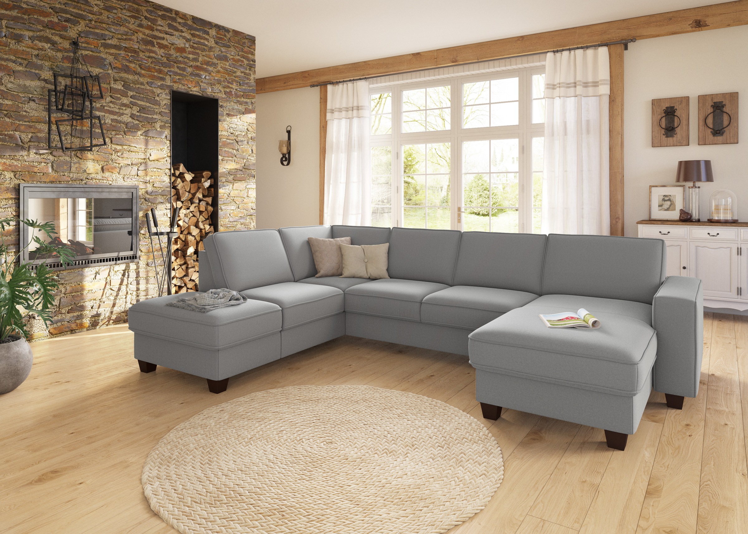 Home affaire Wohnlandschaft "County U-Form" wahlweise Ottomane links oder r günstig online kaufen