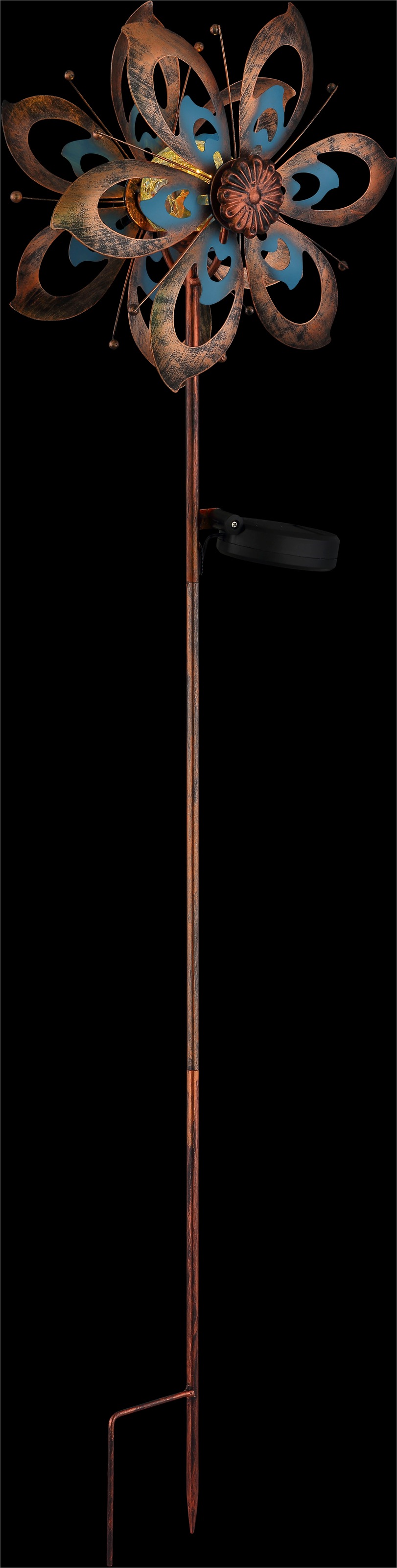 GLOBO LIGHTING LED Solarleuchte »SOLARLEUCHTE METALL GOLDFARBEN PATINIERT, 1XLED« LED-Modul 1 Stk. Warmweiß