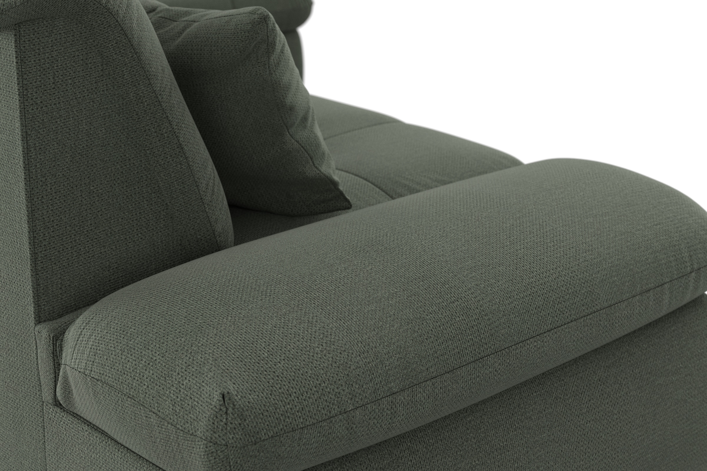 DOMO collection Ecksofa »Moric, L-Form, XXL-Sofa - Breite 300cm«, wahlweise mit Bettfunktion und Armteilverstellung, dunkelgrün