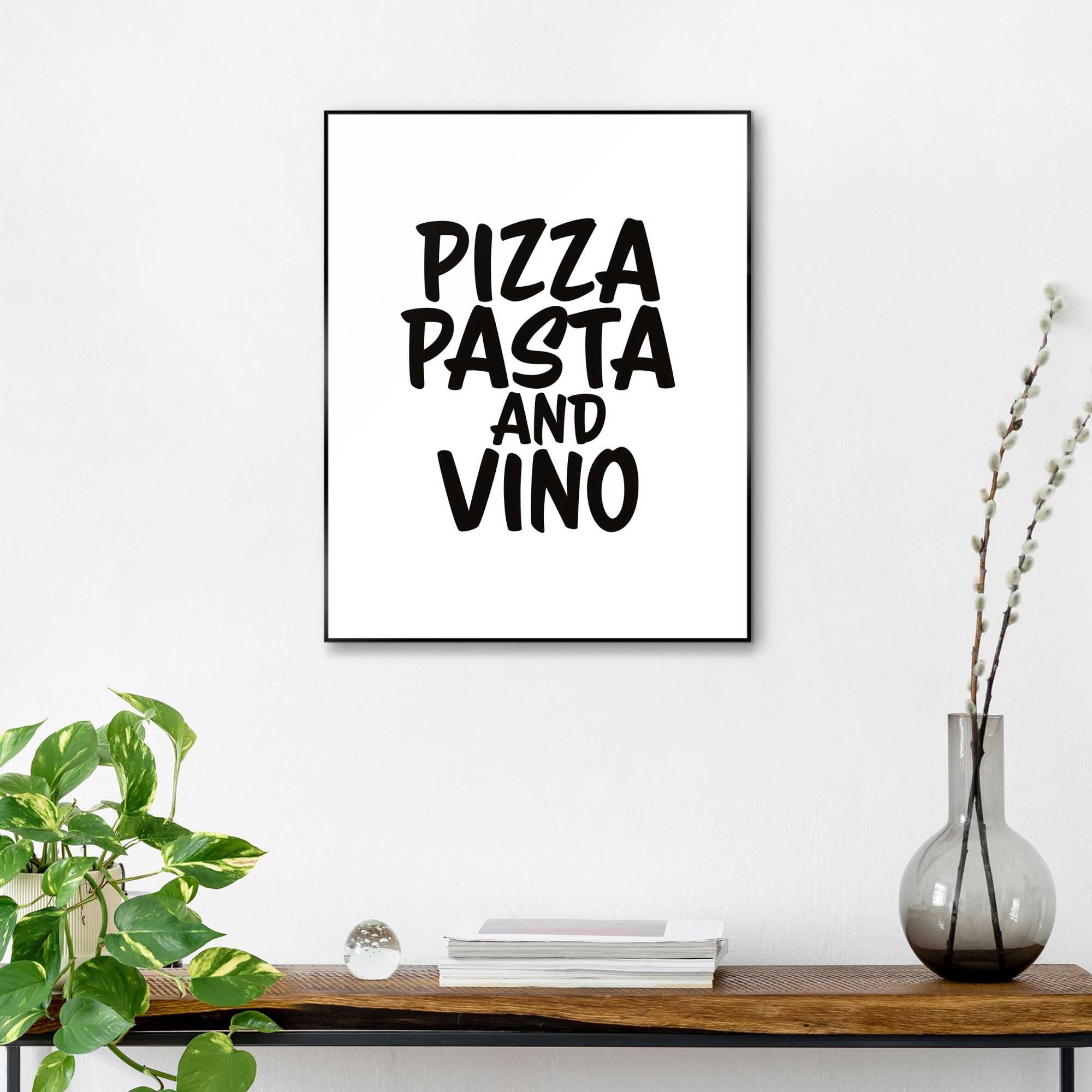 Bild mit Rahmen »Pizza, Pasta and Vino«