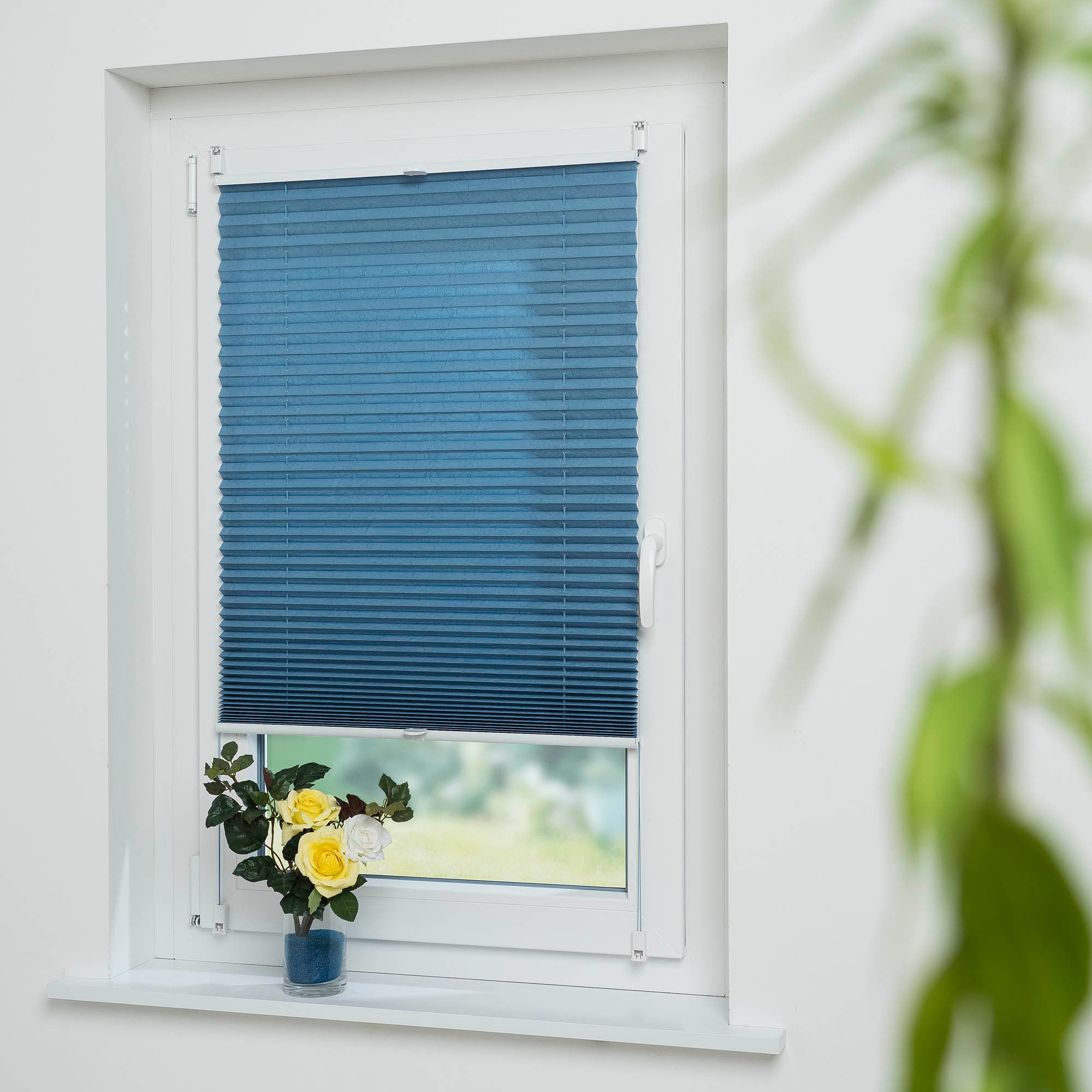 Liedeco Plissee "Jeansblue" Lichtschutz ohne Bohren verspannt günstig online kaufen