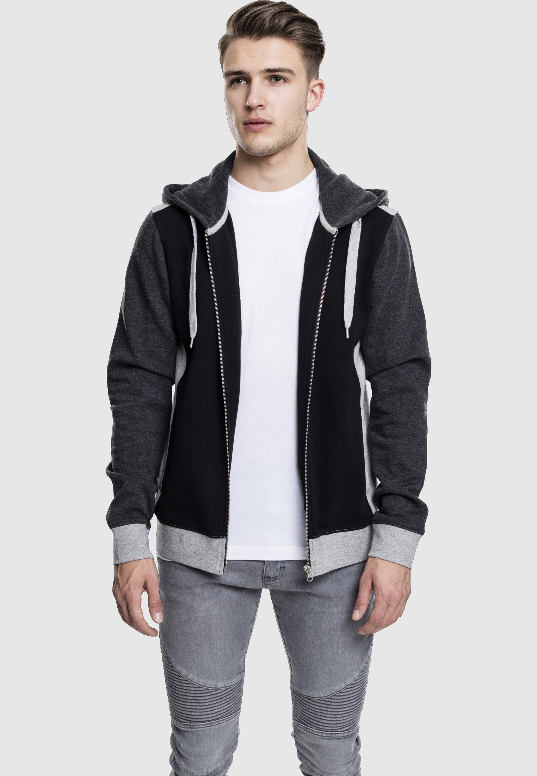 URBAN CLASSICS Kapuzenpullover »Urban Classics Herren 3- Tone Sweat Zip Hoody« 1 Stk.