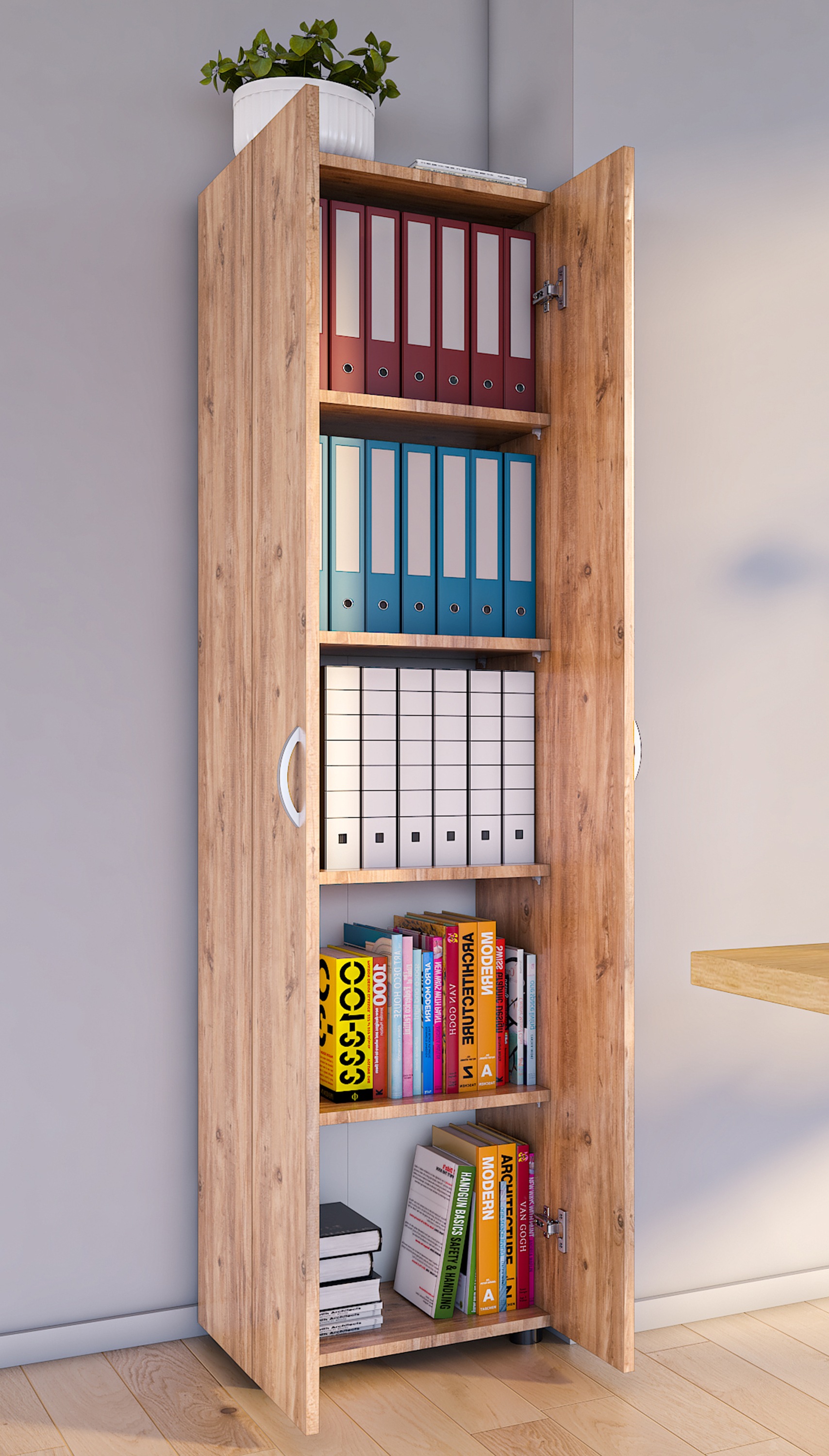 VCM Aktenschrank »VCM Büroschrank mit 5 Fächern | moderner Aktenschrank mit Drehtüren | Maße ca. H. 178 x B. 49 x T. 34 cm ¿ Ulas 5-Fach«, (1 St.)
