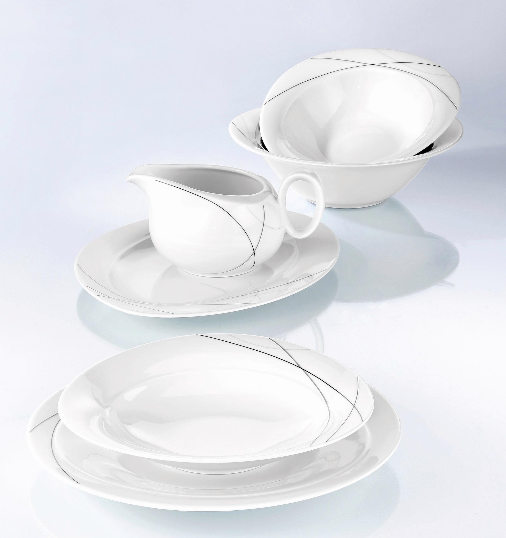 Seltmann Weiden Tafelservice »Geschirr-Set, Service Trio Highline«, (Set, 16 tlg.), Teller-Set, Suppenteller, Made in Germany, 16 Teile, für 6 Personen
