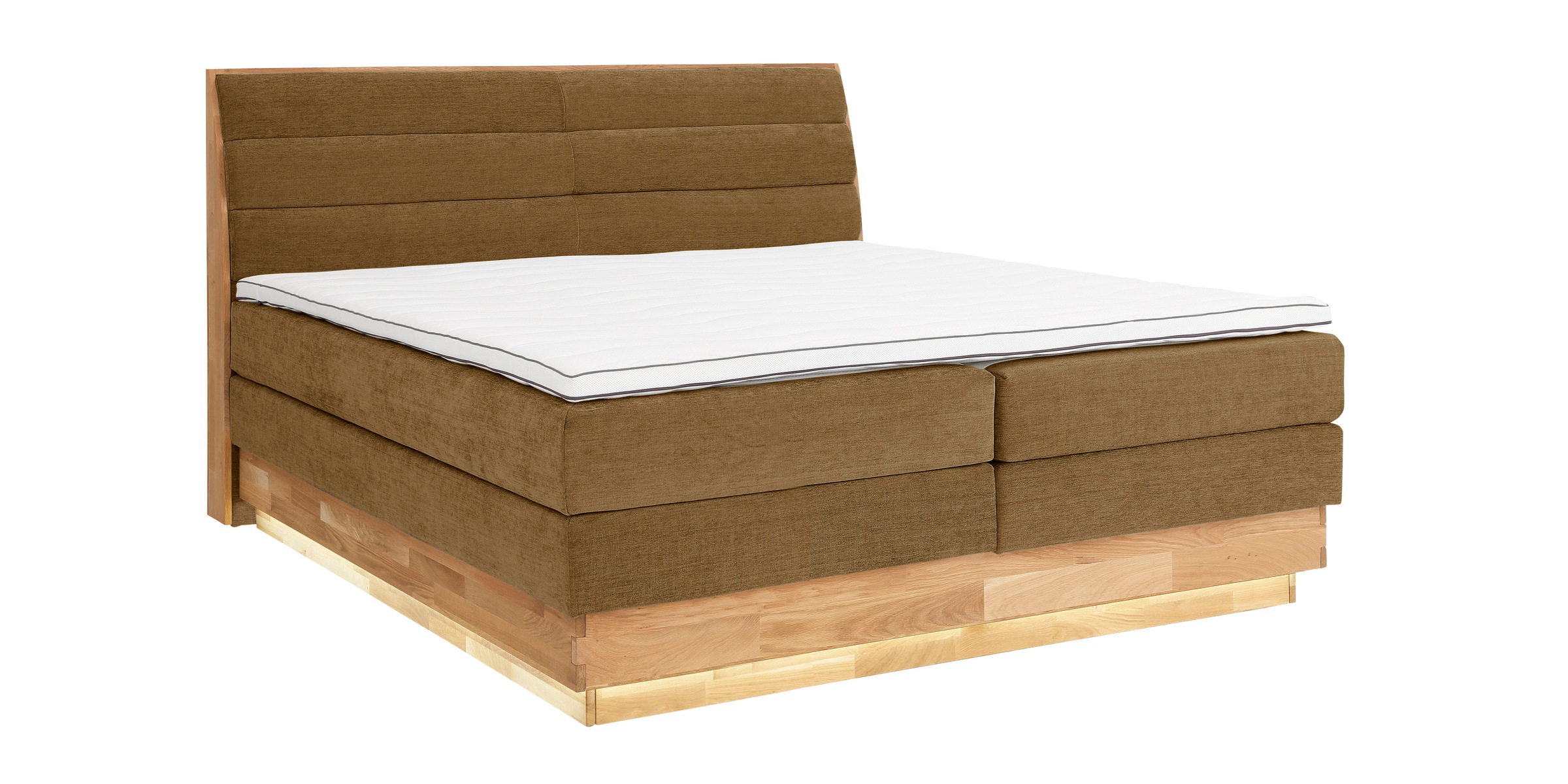 OTTO products Boxspringbett, LED-Beleuchtung, mit zertifizierten, recycelten Bezugsstoffen