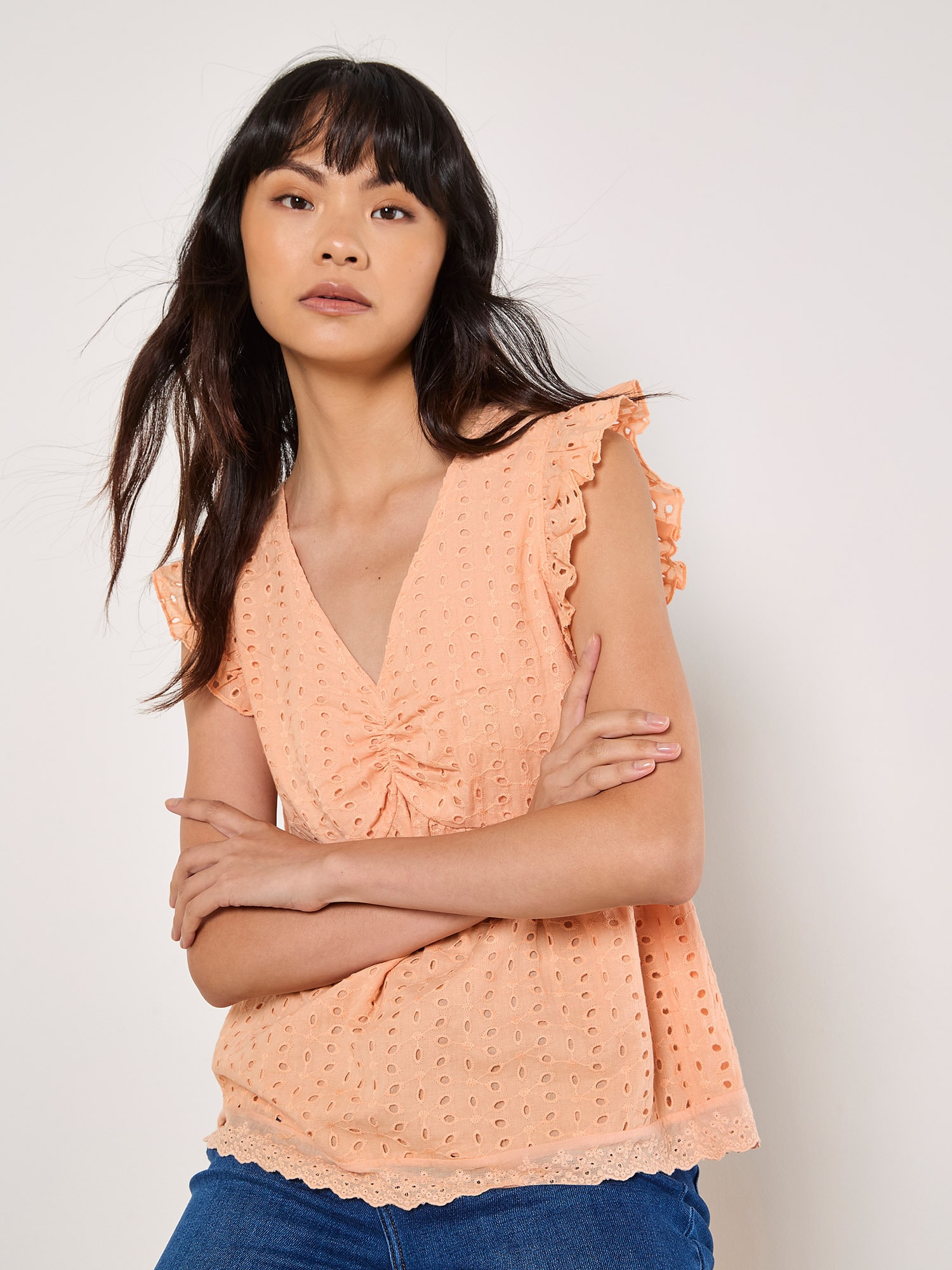Apricot Blusentop "Broderie Top" mit Rüschen