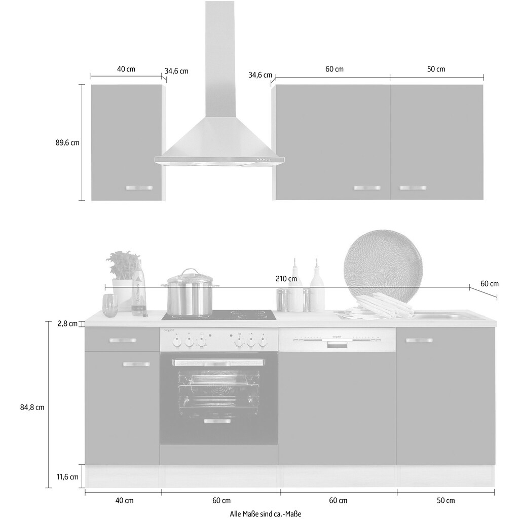 OPTIFIT Küchenzeile »Faro«, ohne E-Geräte, Breite 210 cm
