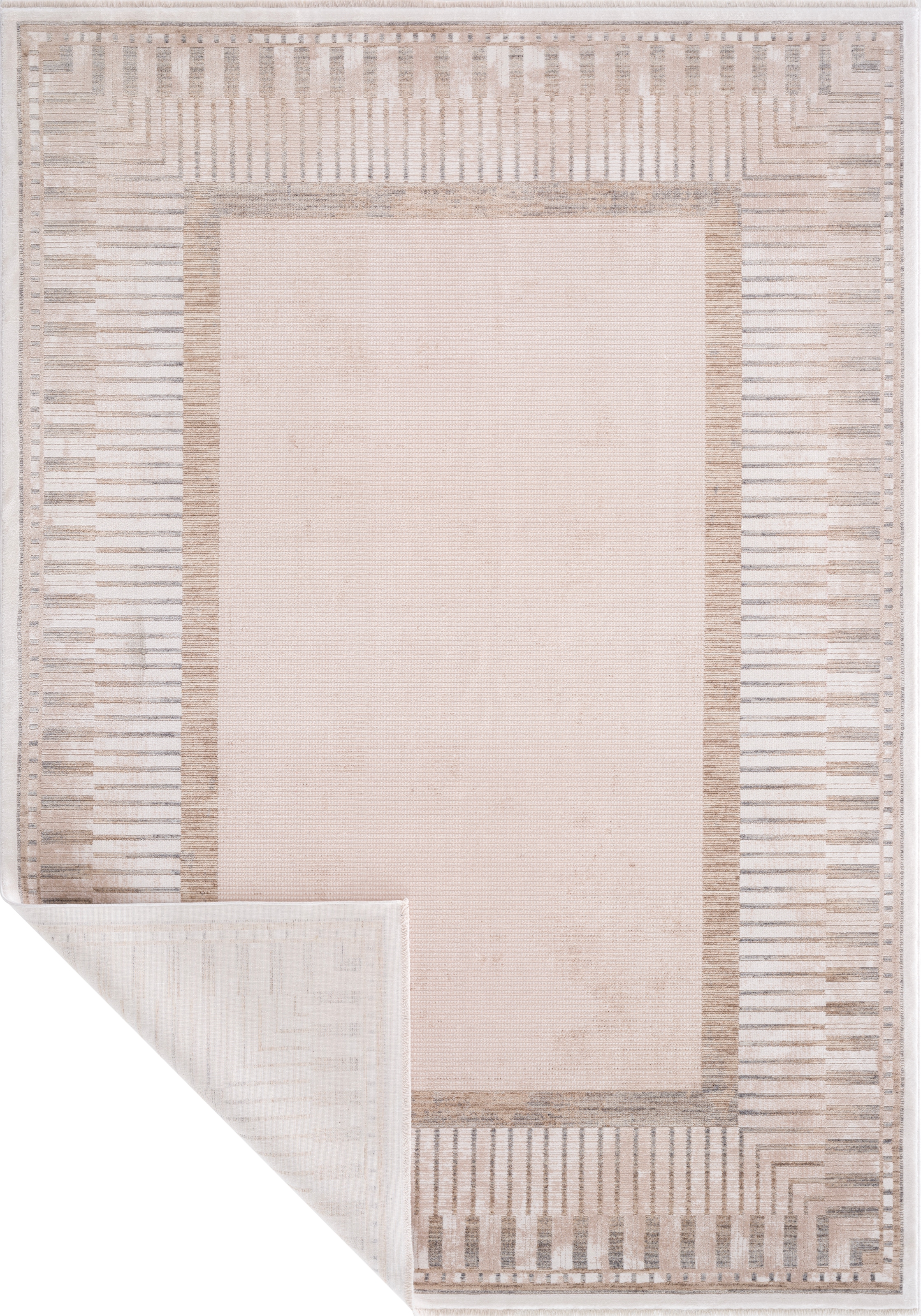 Calvin Klein home Teppich »Luster, mit Fransen, Designerteppich« rechteckig 6 mm Höhe Rahmen, Muster, meliert, Wohnzimmer, Schlafzimmer, Esszimmer