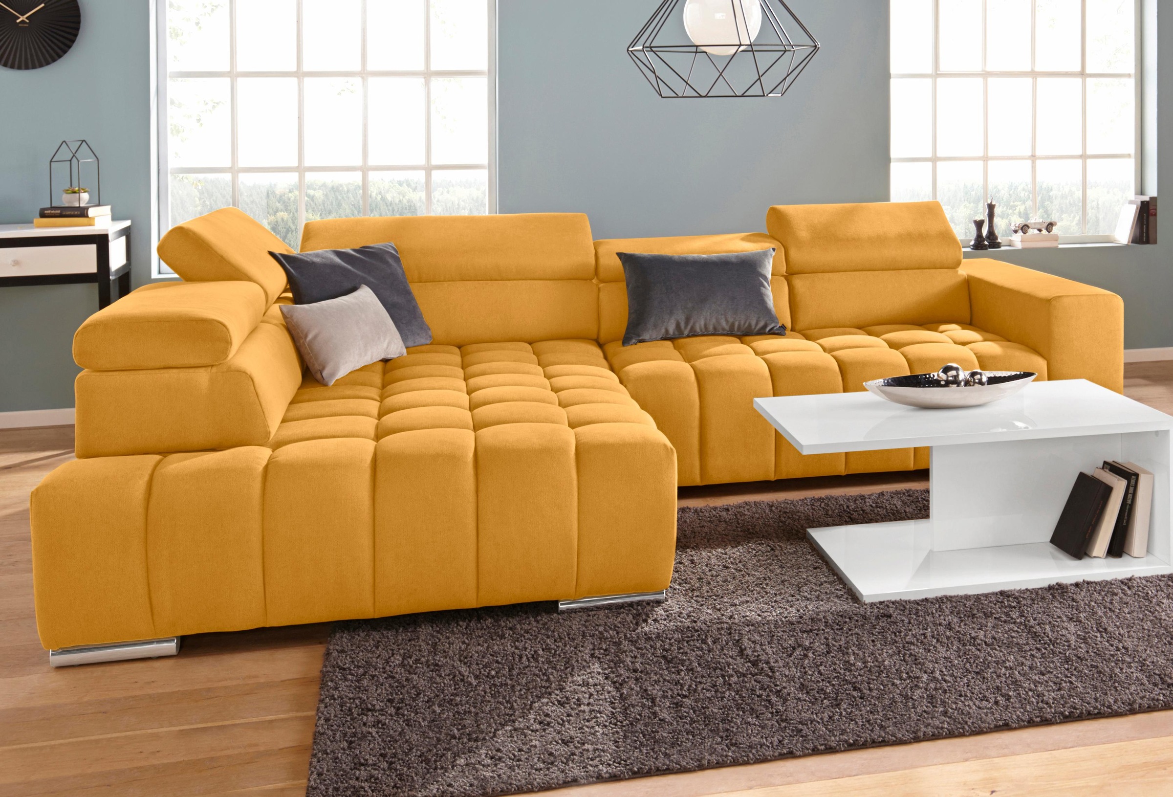 exxpo - sofa fashion Ecksofa "Elias, aktuelle Kreuzsteppung im Sitz, bequem günstig online kaufen