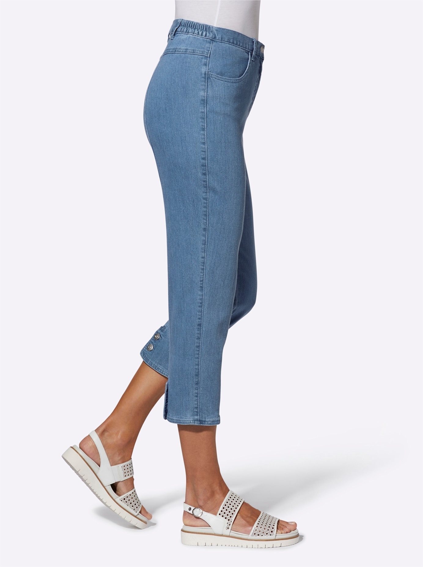 7/8-Jeans CASUAL LOOKS, Damen, Gr. 42, Normalgrößen, blau (blau, bleached), 78% Baumwolle, 20% Polyester, 2% Elasthan, unifarben, 7/8-Länge, Jeans 2