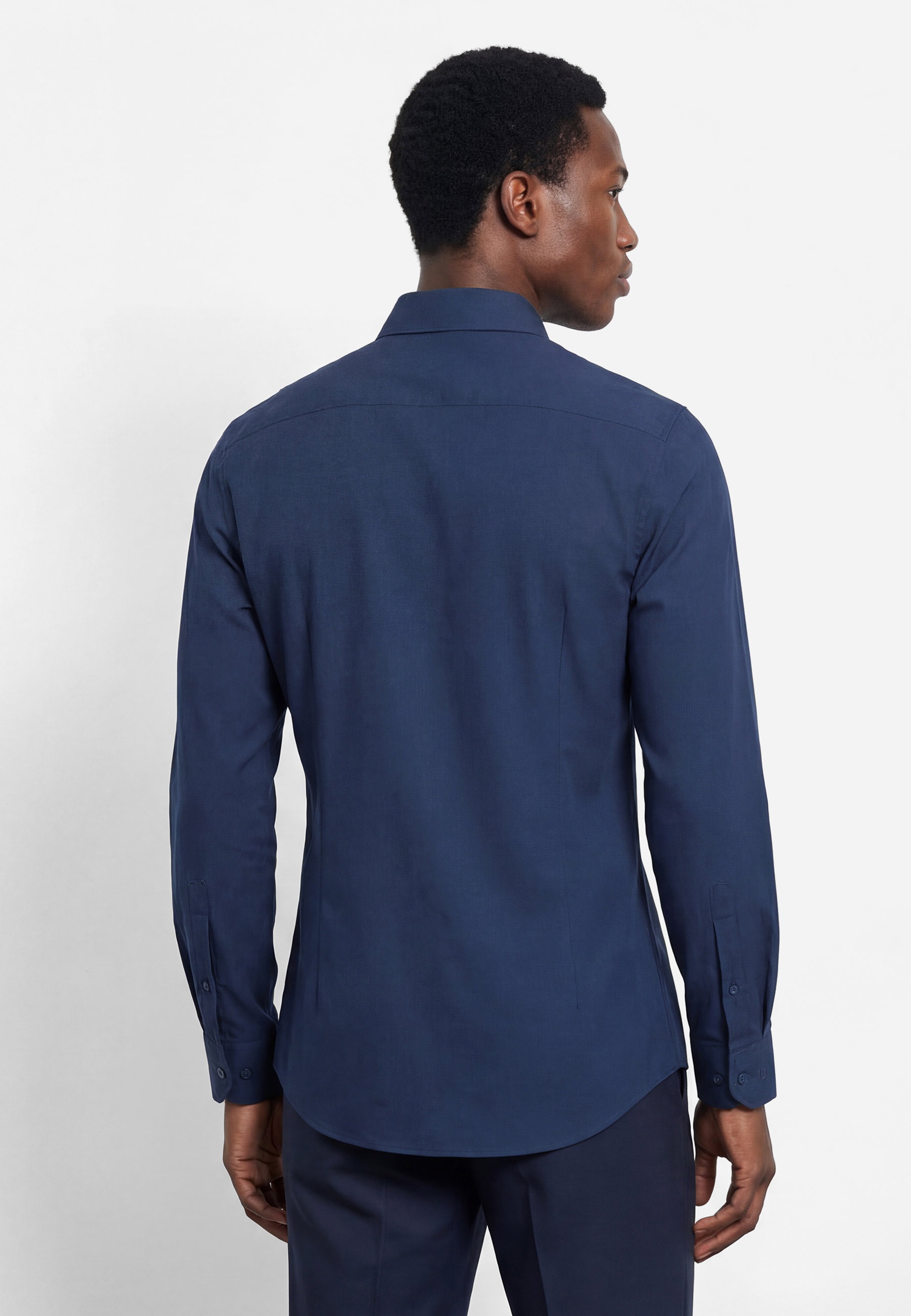 Businesshemd OLYMP "OLYMP Level Five 24/Seven, body fit, Modern Kent", Herren, Gr. 39, Normaler Arm, marine, 64% Baumwolle, 27% Polyester, 9% Elasthan, Hemden 3