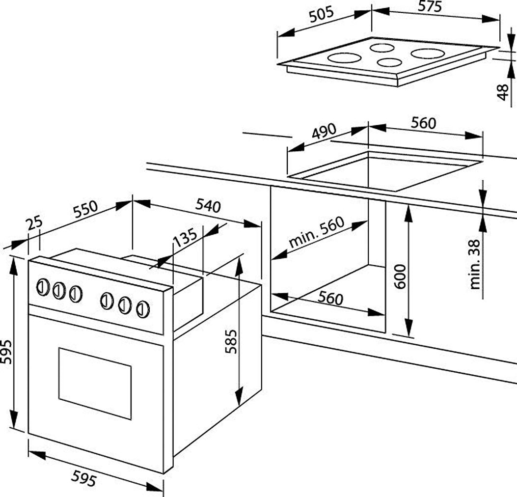 Amica Elektro-Herd-Set Fusion Design »EHCX 933 200 S«, mit 1-fach-Teleskopauszug, Steam Clean, (Set, 1 St.)