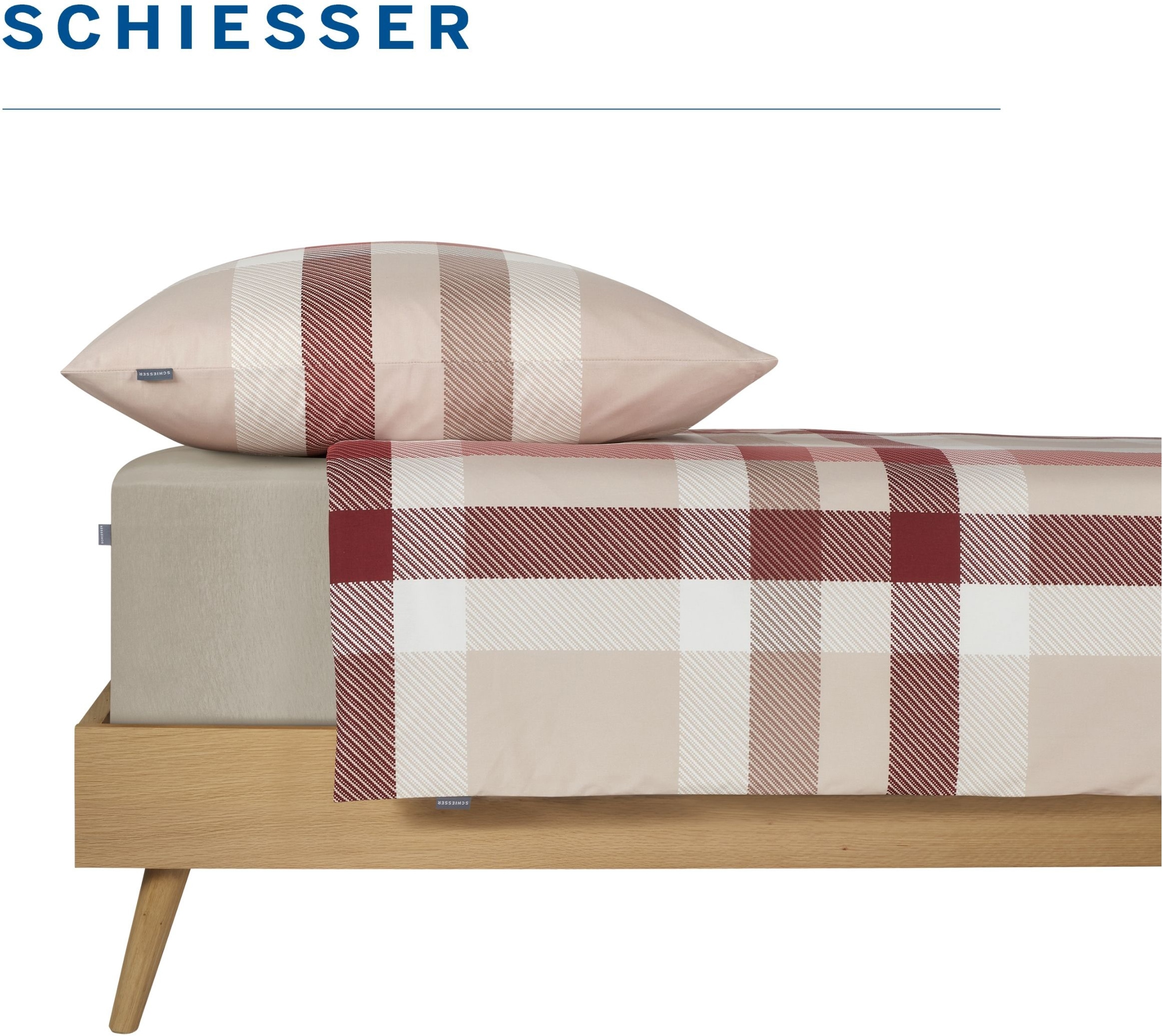 Schiesser Bettwäsche »Kris aus weicher Baumwolle mit markanten Karos« 2 Stk. OEKO-TEX® MADE IN GREEN
