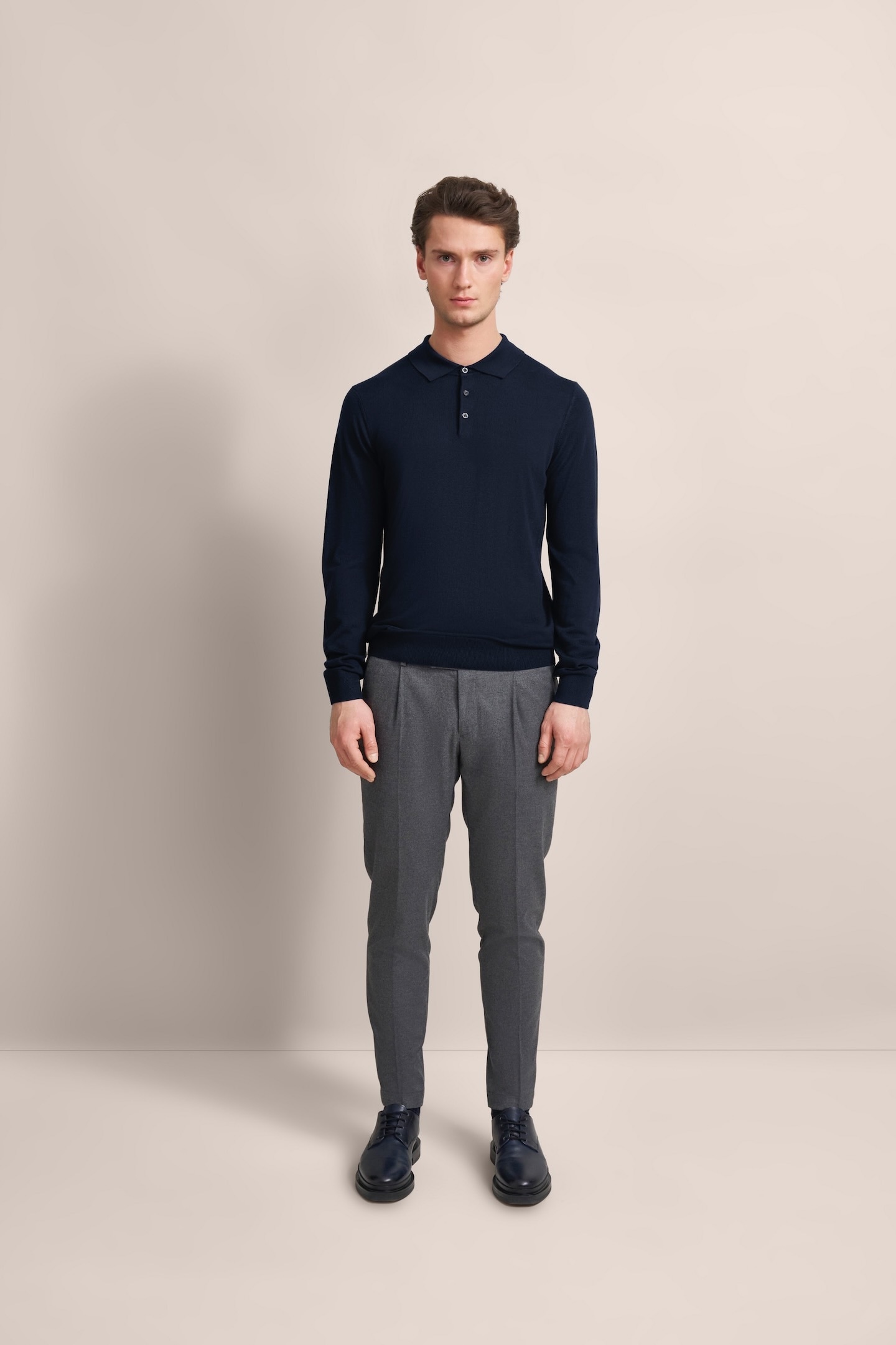 bugatti Langarm-Poloshirt, in moderner Optik